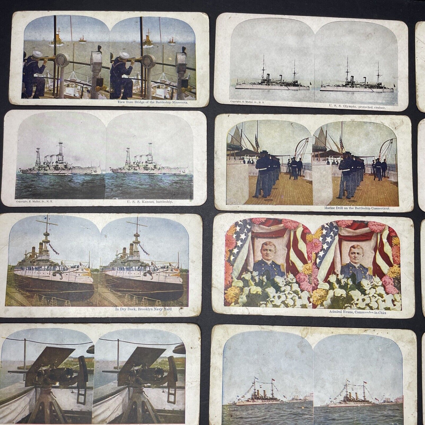 Lot Of 35 Battleships Navy Sailors Military Stereoview Photo Cards Antique c1925