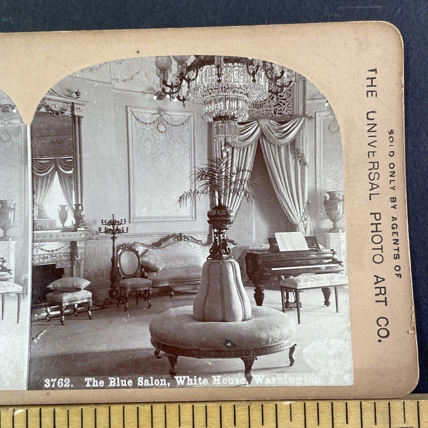 Blue Room The White House Stereoview Washington DC Antique c1898 X3229