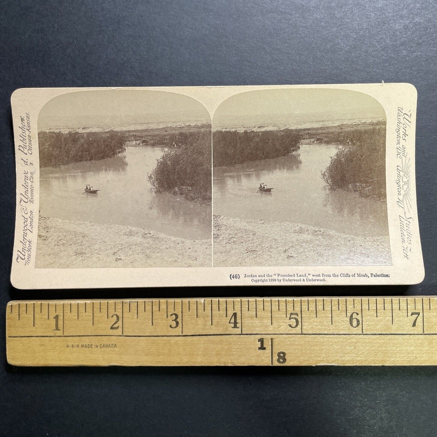 Antique 1899 The Jordan River Palestine Israel Stereoview Photo Card P1337