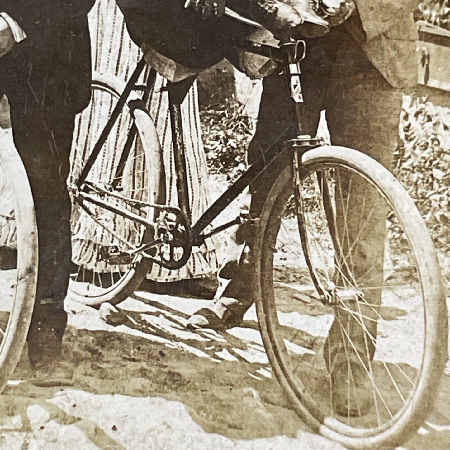 Women Stunt Driving On A Lansing Cycle Co Bicycle Stereoview Antique c1905 X1898