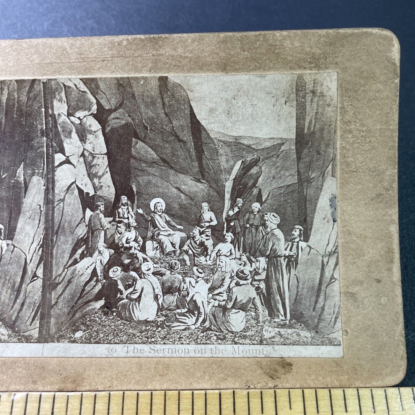 Antique 1860s Jesus And The Sermon On The Mount Stereoview Photo Card P3405