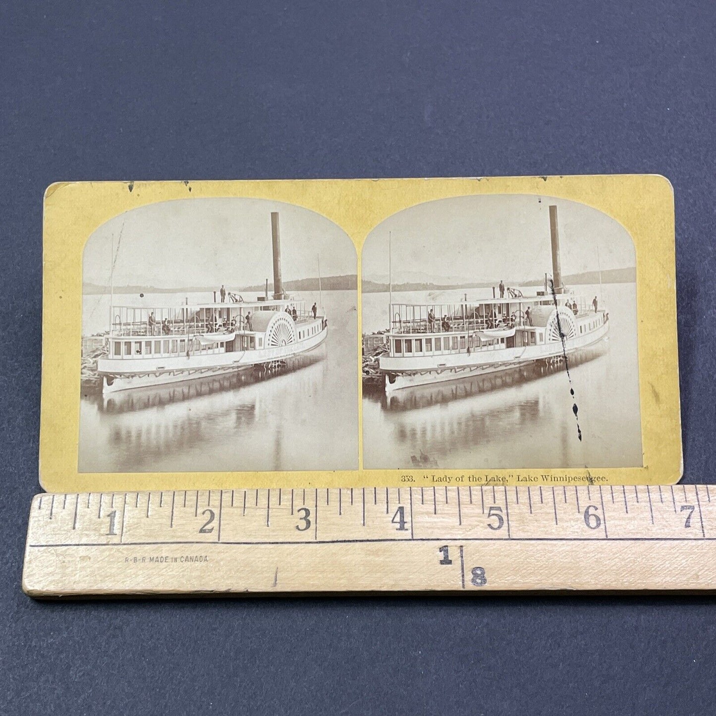 Antique 1870s Lady Of The Lake Winnipesaukee Steamer Stereoview Photo Card V1966