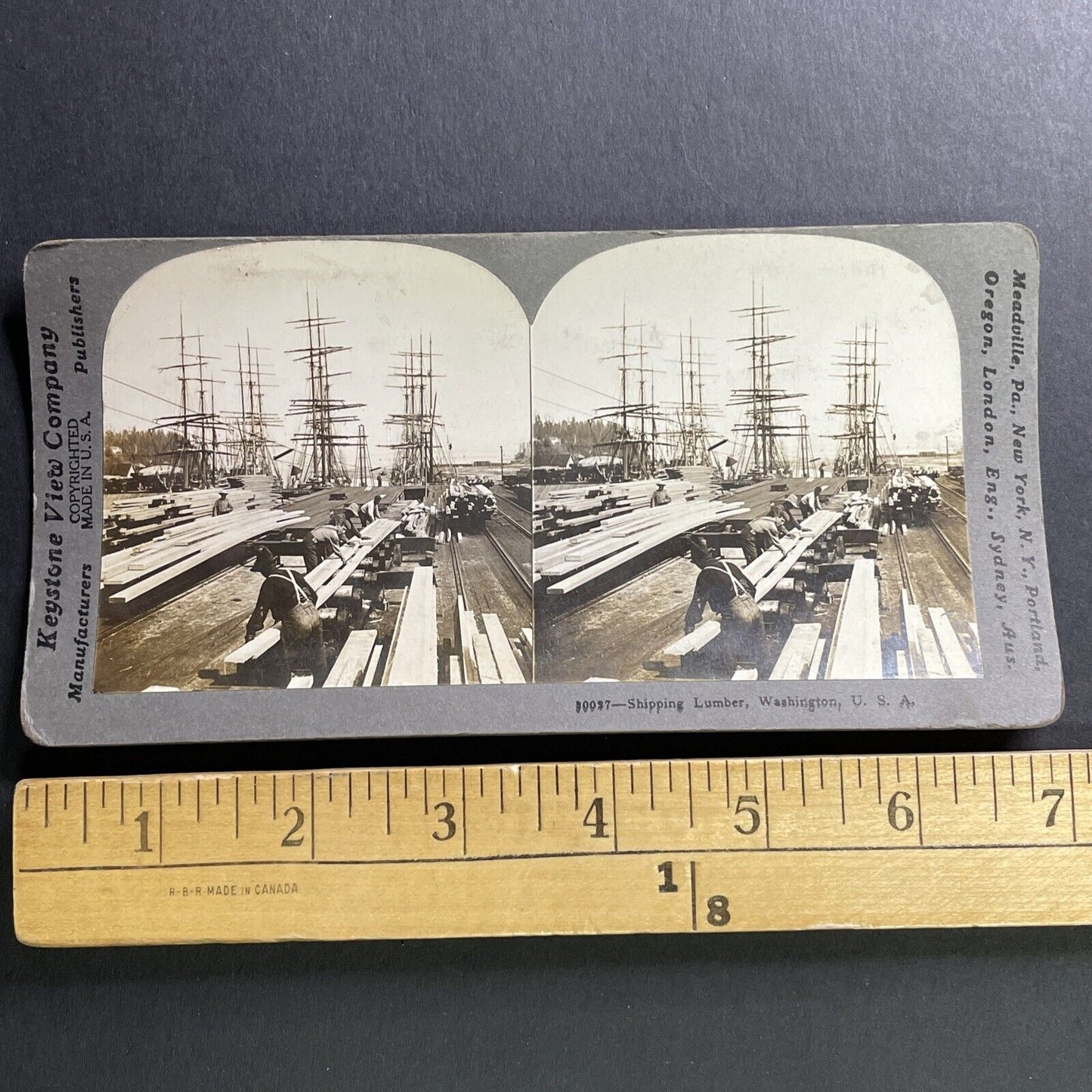 Antique 1905 Lumber Shipping Yard Washington State Stereoview Photo Card P1604