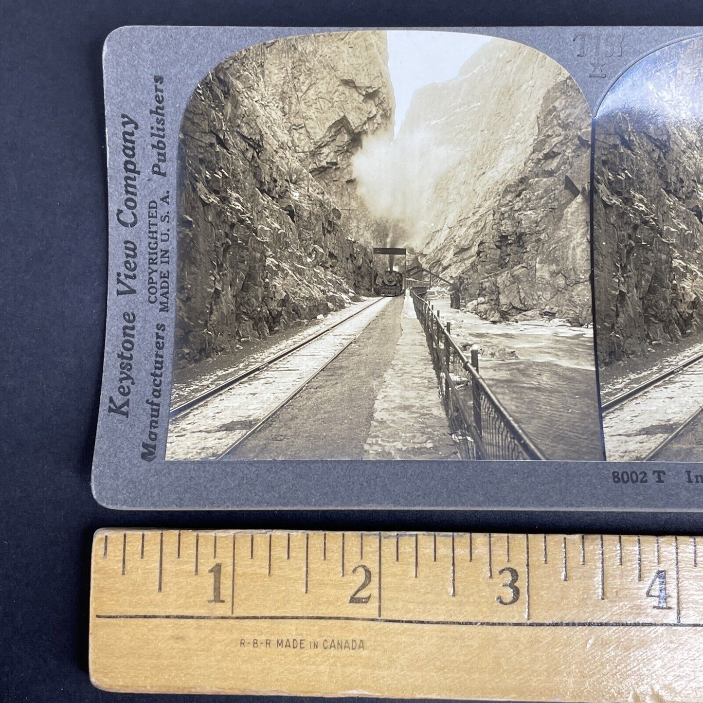 Antique 1905 Train Rail Pass Canyon City Colorado Stereoview Photo Card P905