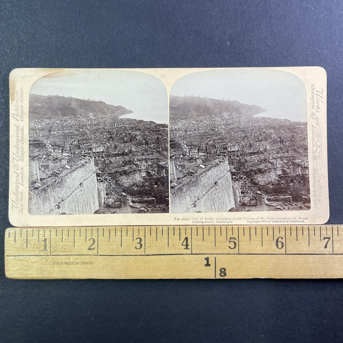 Volcano Disaster Burning City Of Death Stereoview Antique c1902 X1354