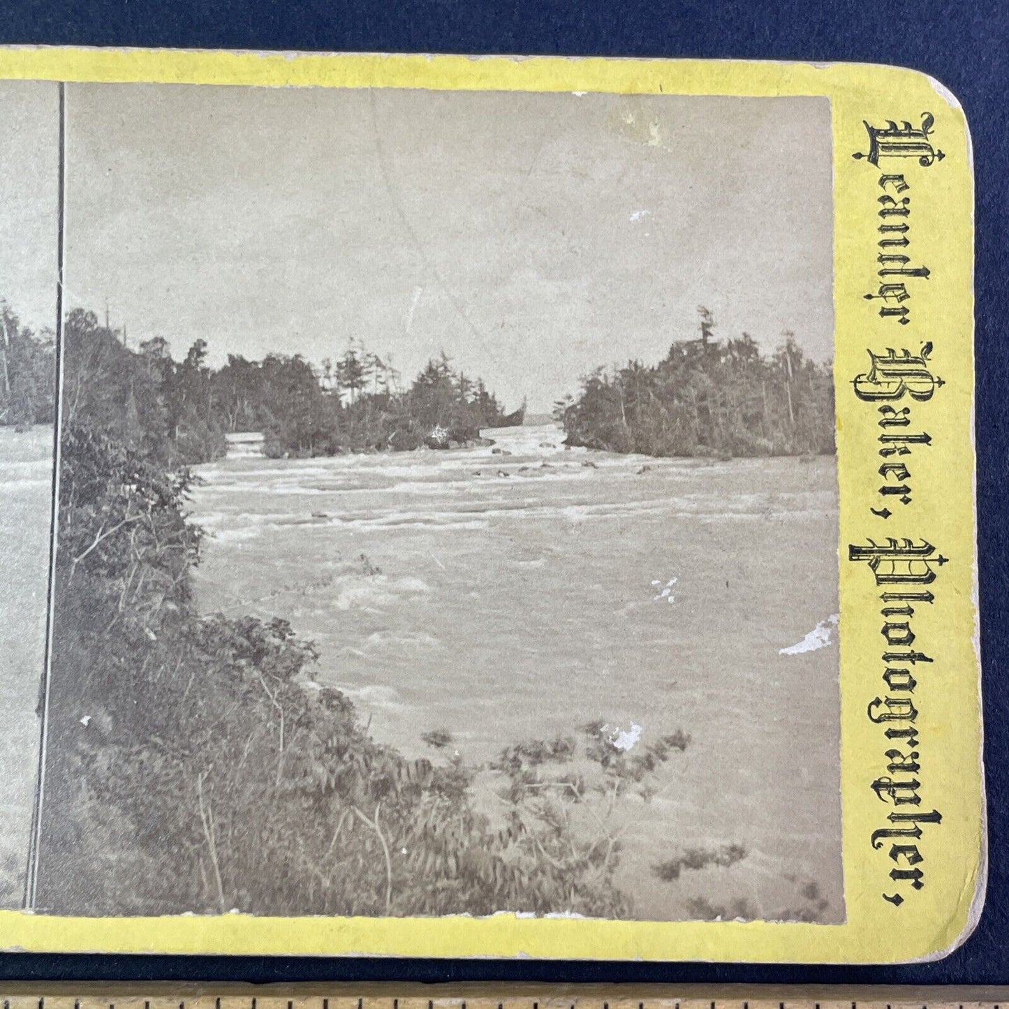 Niagara Falls Upper River Rapids Stereoview Leander Baker c1870s Y2519