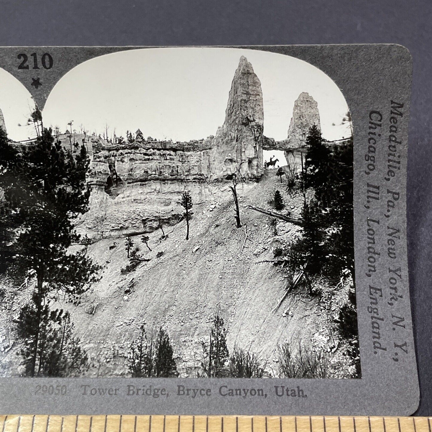 Antique 1910s Tower Bridge Bryce Canyon Utah Stereoview Photo Card V2179