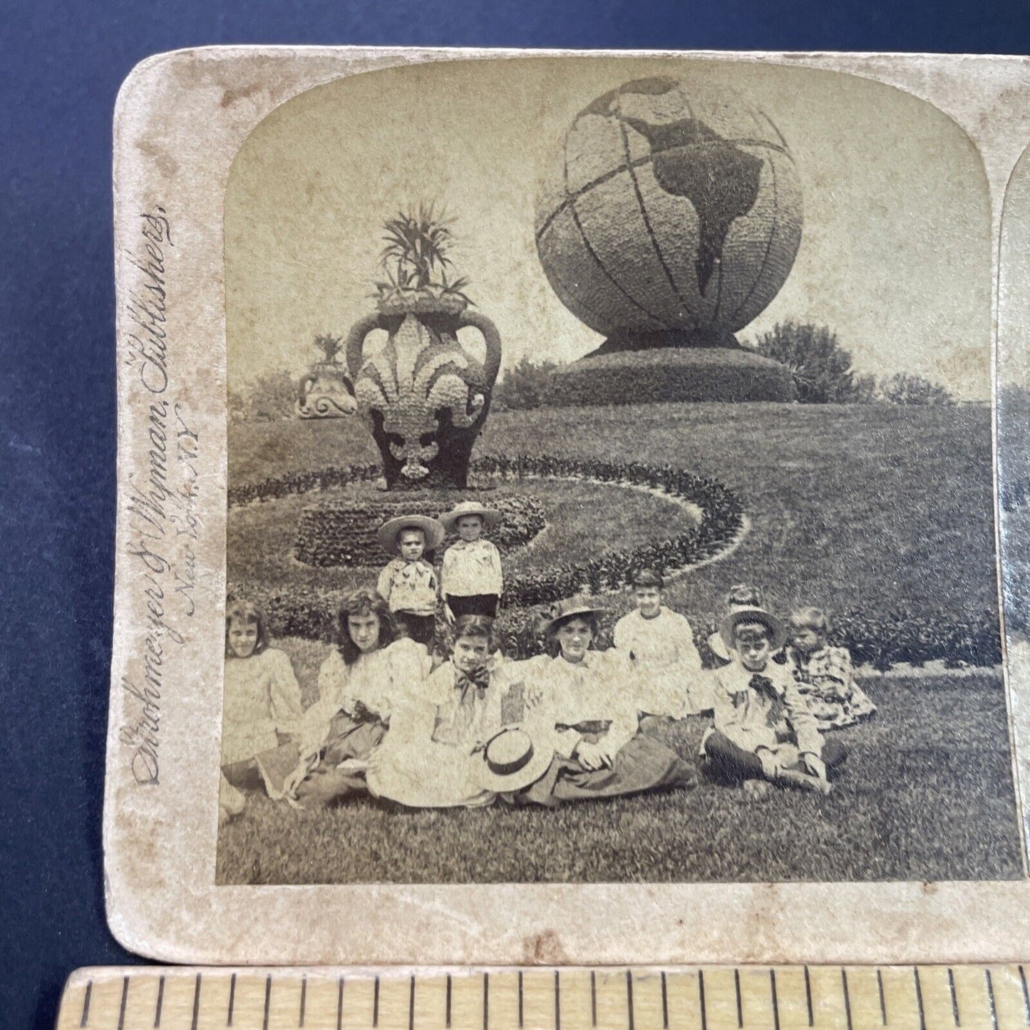 Antique 1894 Giant Flower Globe In Chicago Illinois Stereoview Photo Card P3790