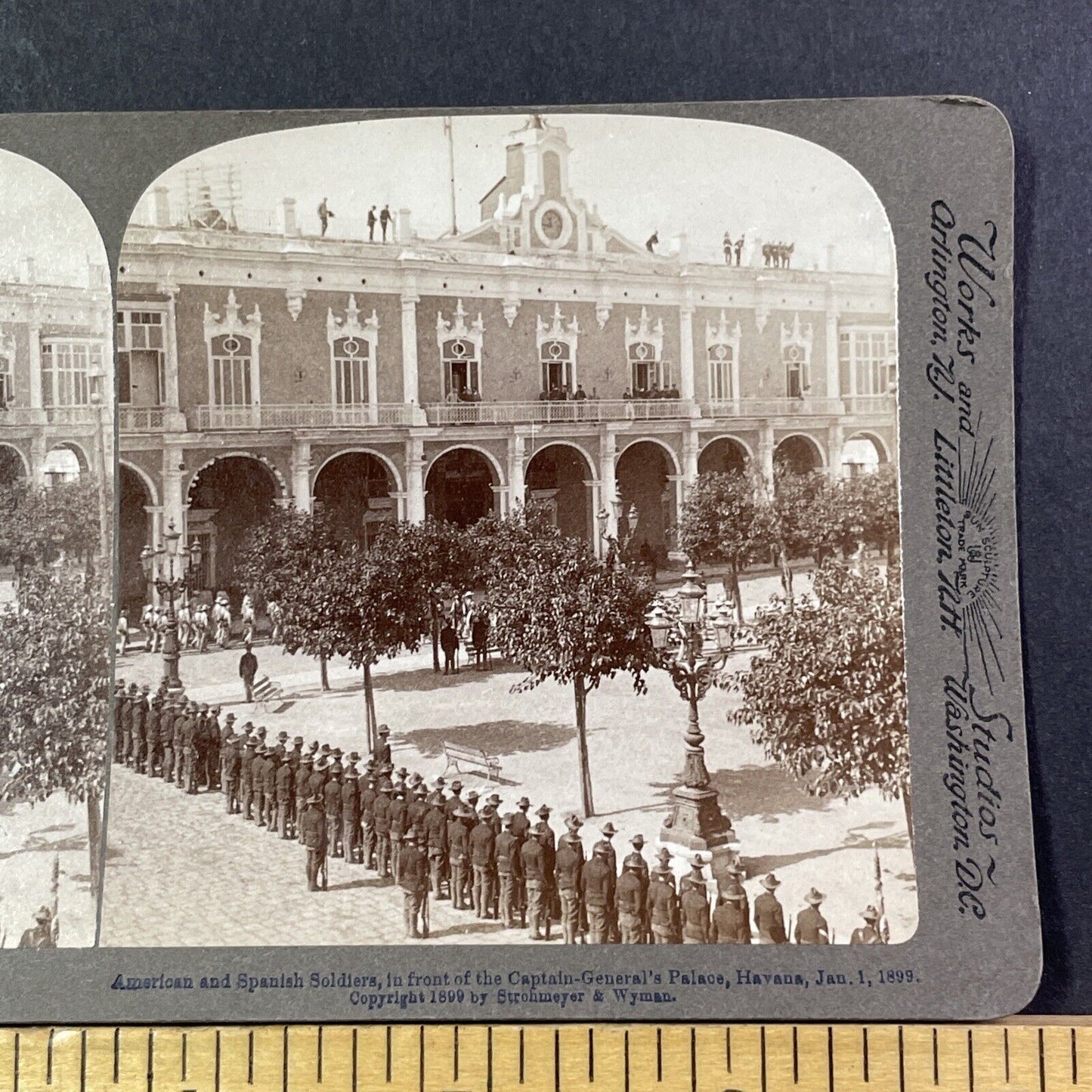 American Soldiers In Formation Stereoview Havana Cuba Antique c1899 X2737