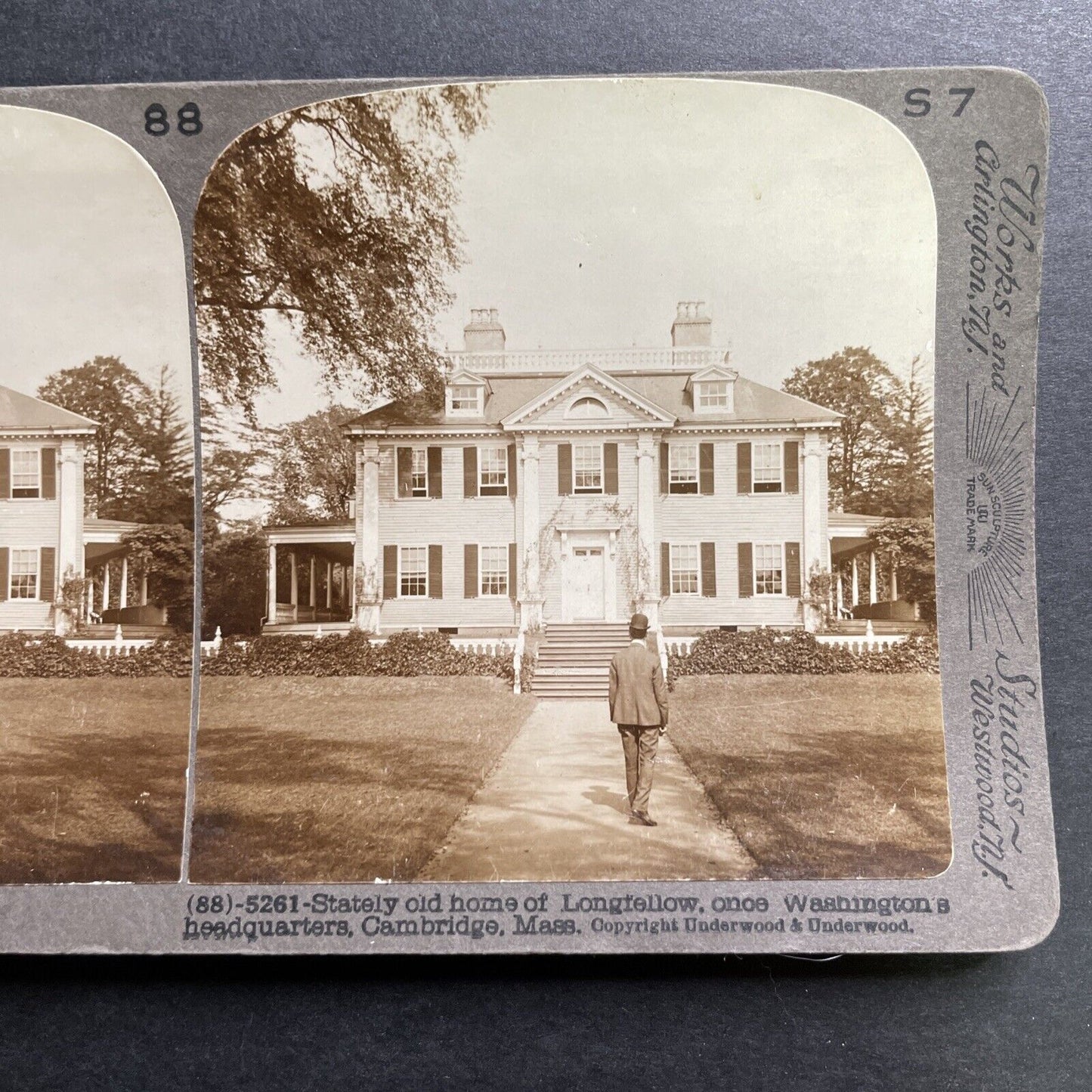 Antique 1905 The Longfellow House Washington DC Stereoview Photo Card P1392