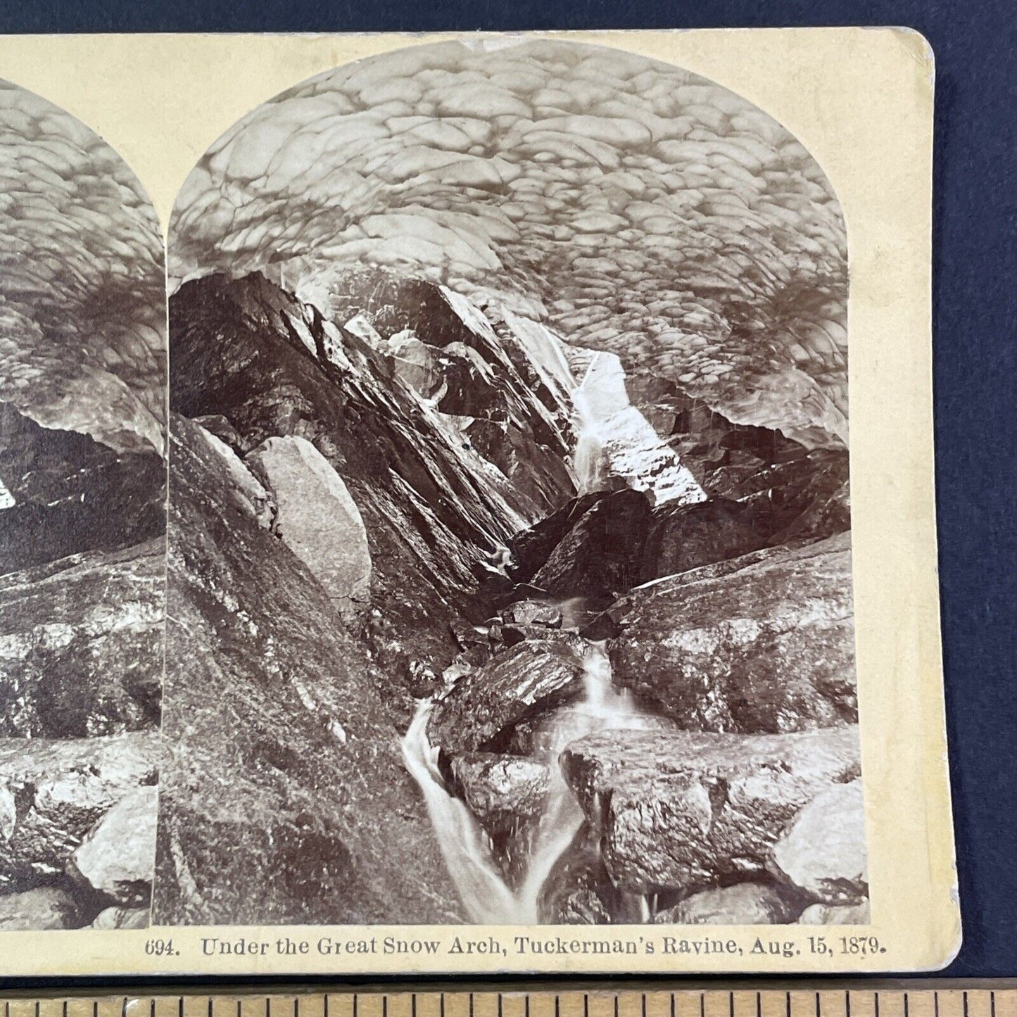 Tuckerman Ravine 'Last Glacial Ice' Stereoview New Hampshire c1879 Y2164