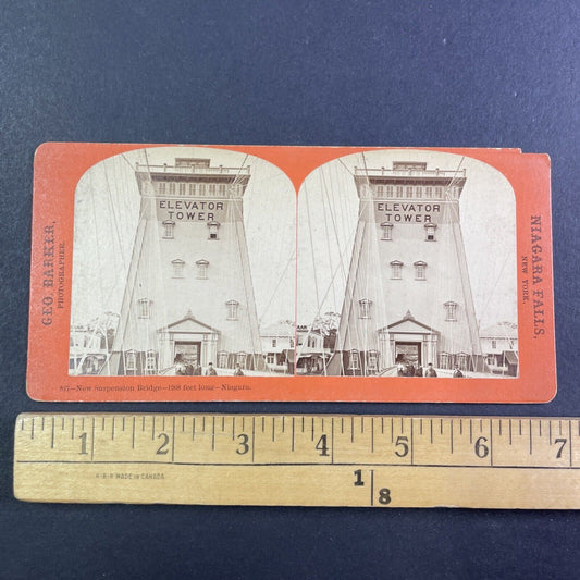 Niagara Falls Elevator Tower Stereoview George Barker Antique c1870 Y2536