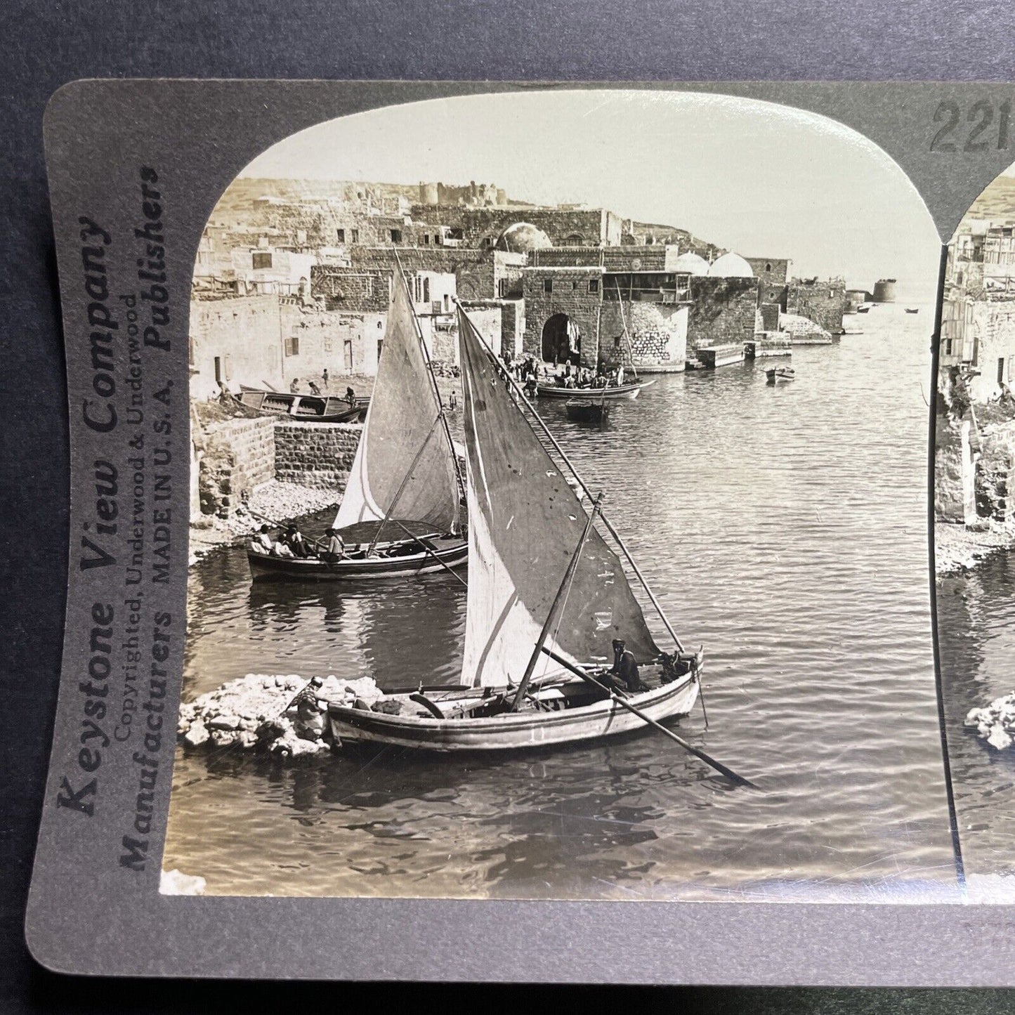 Antique 1918 Fisherman In Tiberias Israel Palestine Stereoview Photo Card P1323