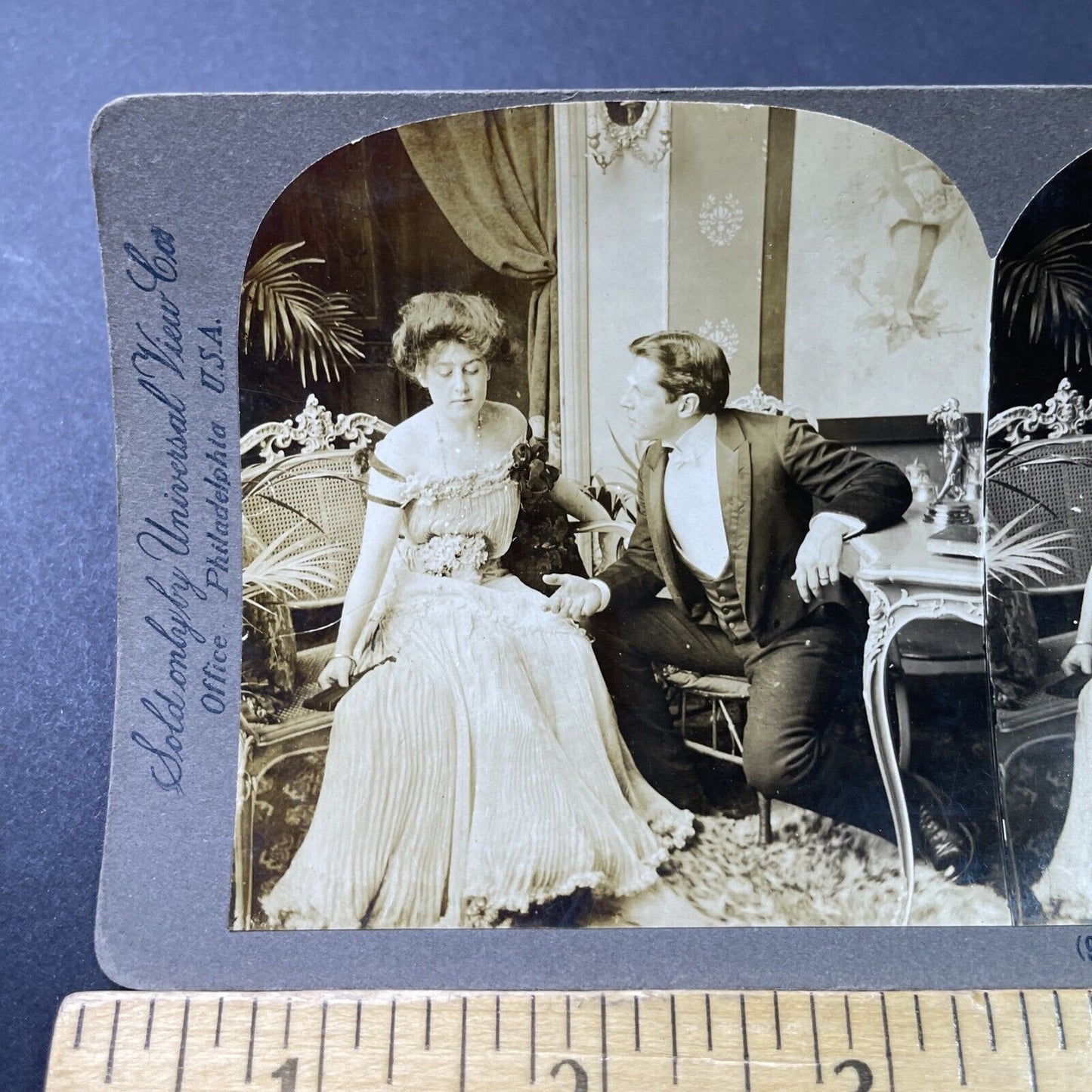 Antique 1902 Man Has Affair On Wife Begs Forgiveness Stereoview Photo Card P2879