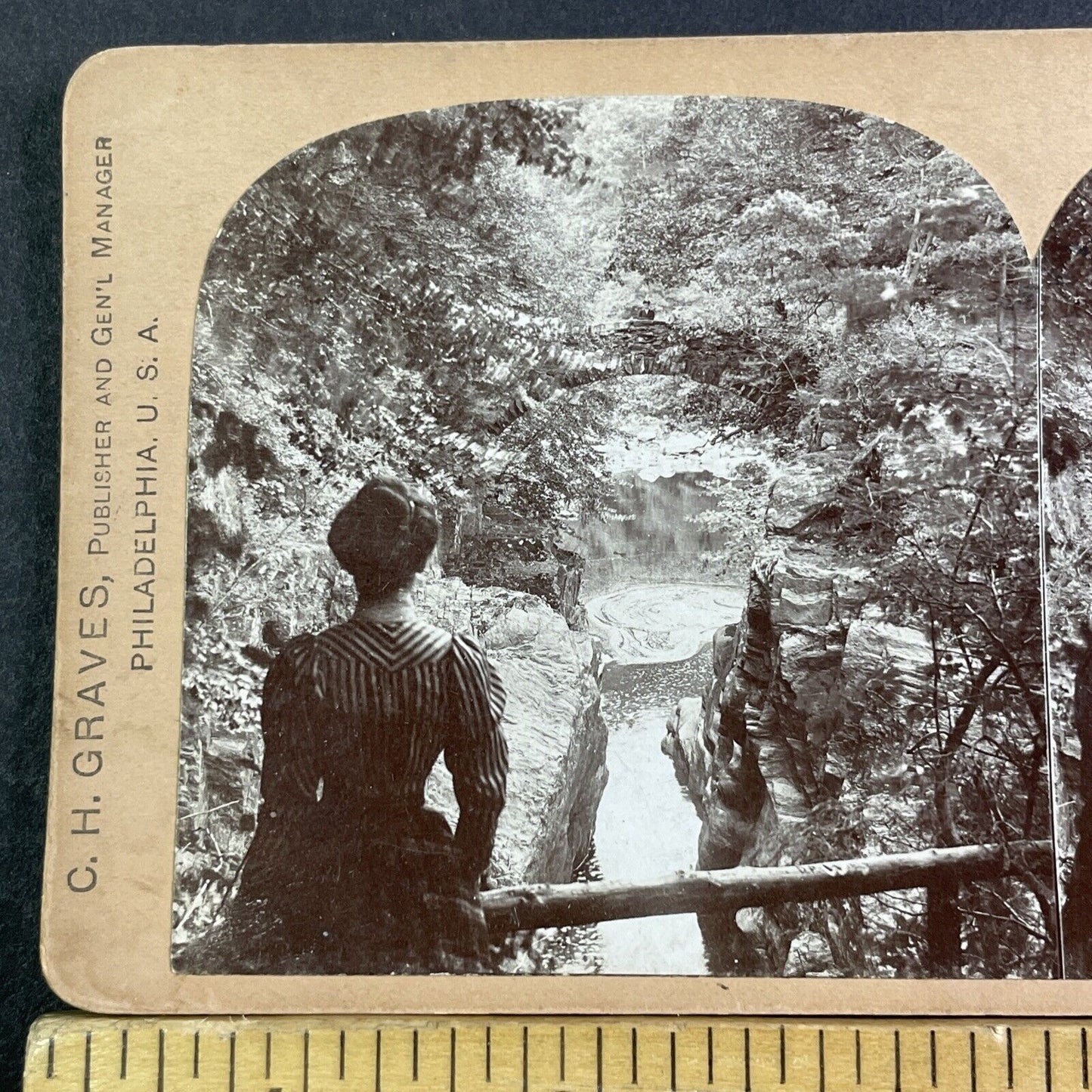 Hermitage Bridge Dunkeld Scotland Stereoview CH Graves Antique c1900 X3253