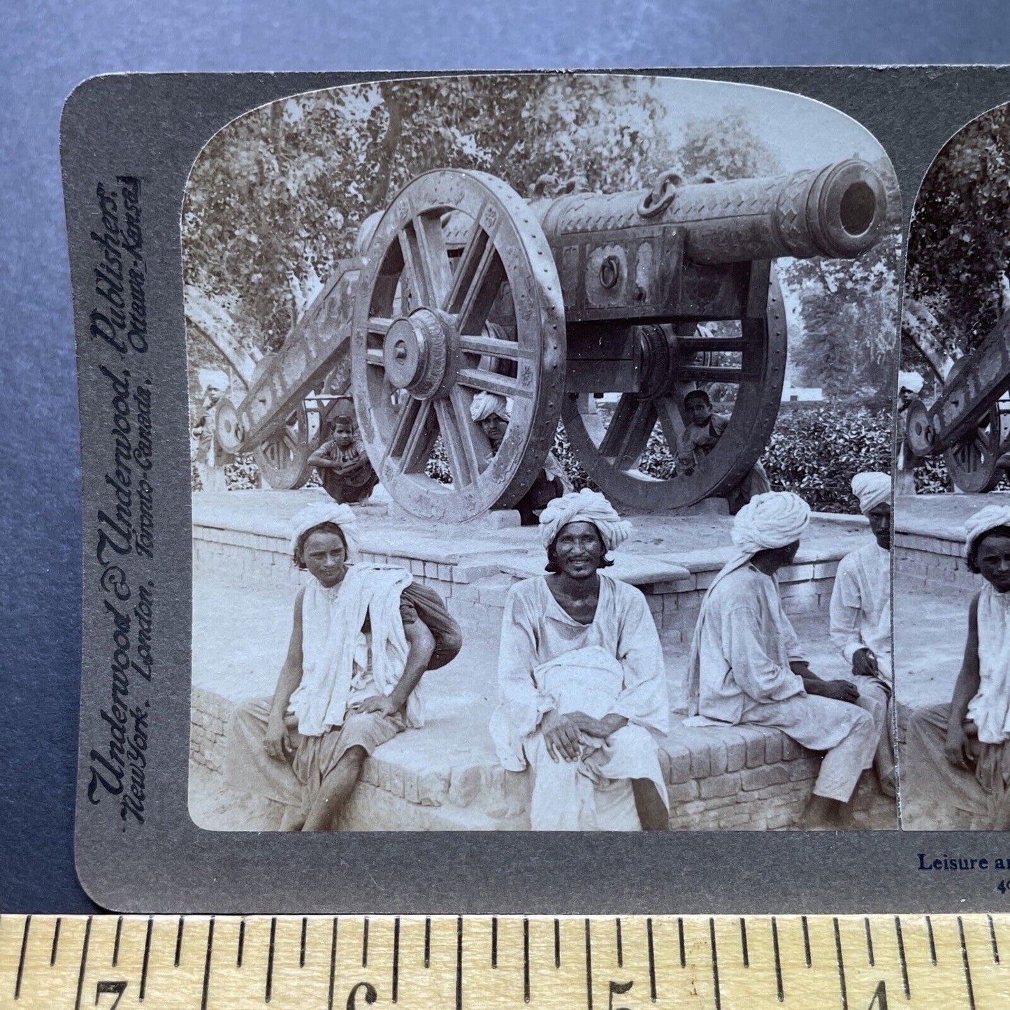 Antique 1903 400 Year Old Heavy Canon Lahore India Stereoview Photo Card P1981