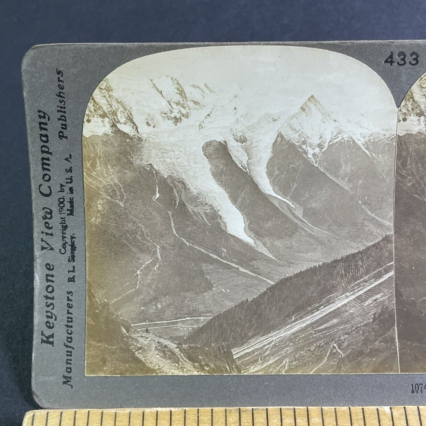 Antique 1900 Mont Blanc Glacial Avalanches France Stereoview Photo Card P2232