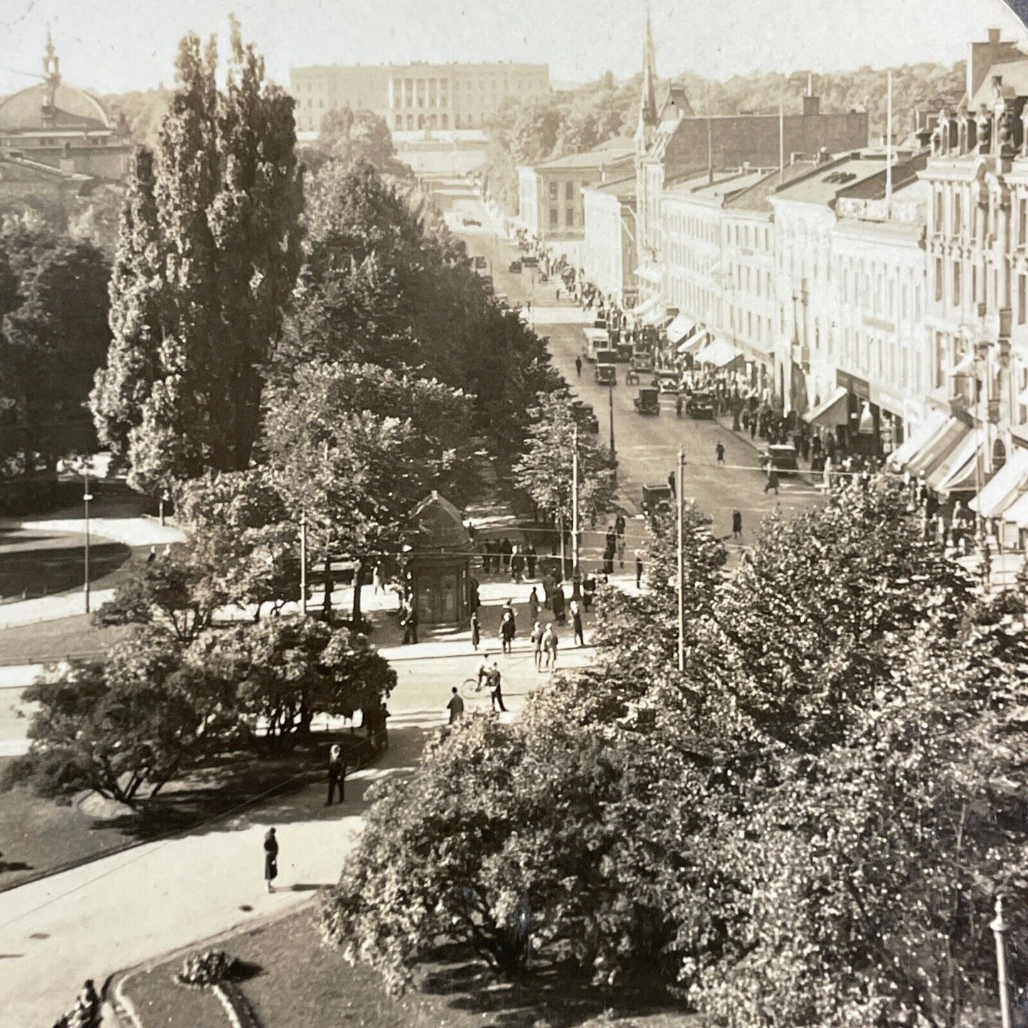 Downtown Oslo Norway Stereoview Late Period View Antique c1933 Y1239