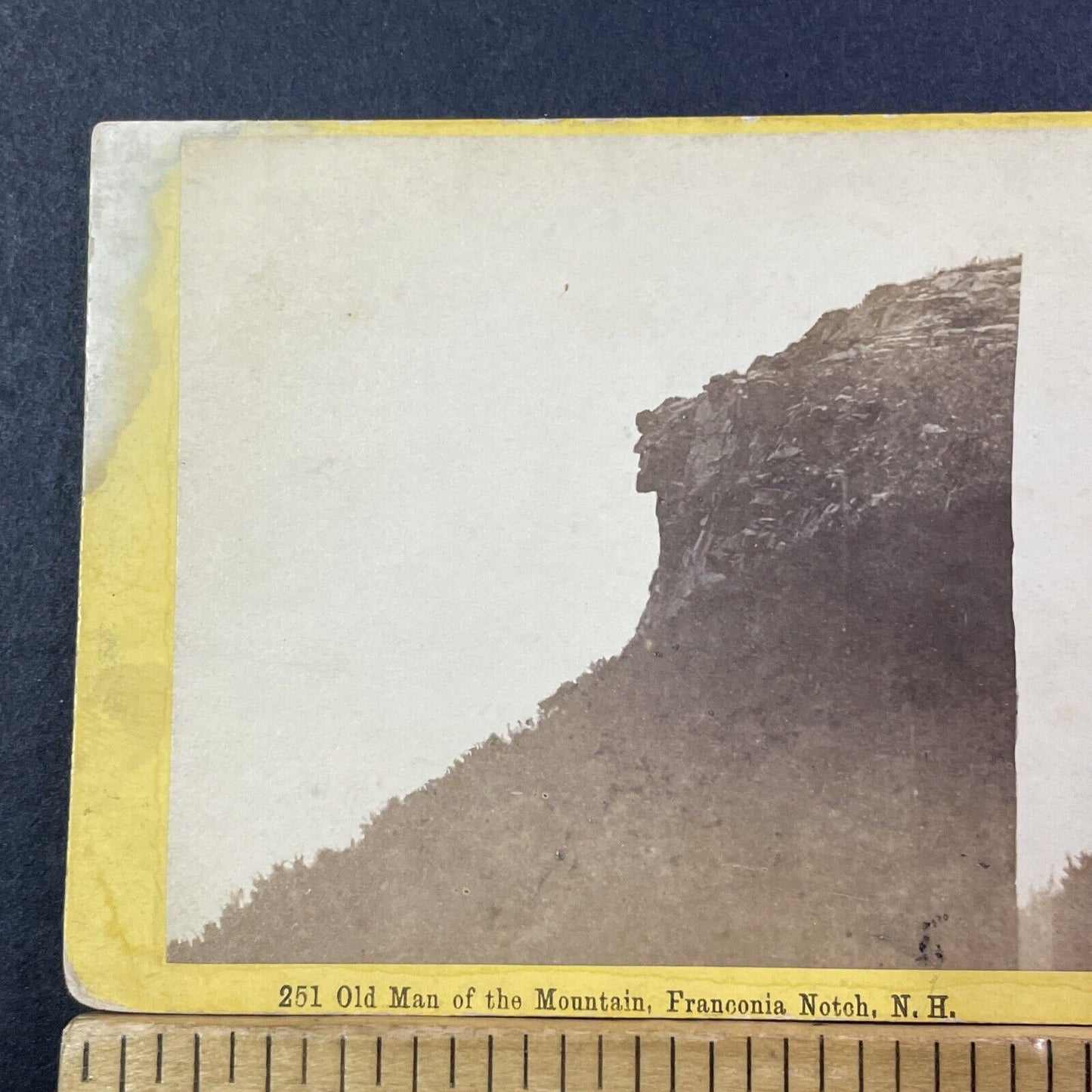 Old Man Of The Mountain NH Stereoview Photo Edward Bierstadt Antique c1867 X948