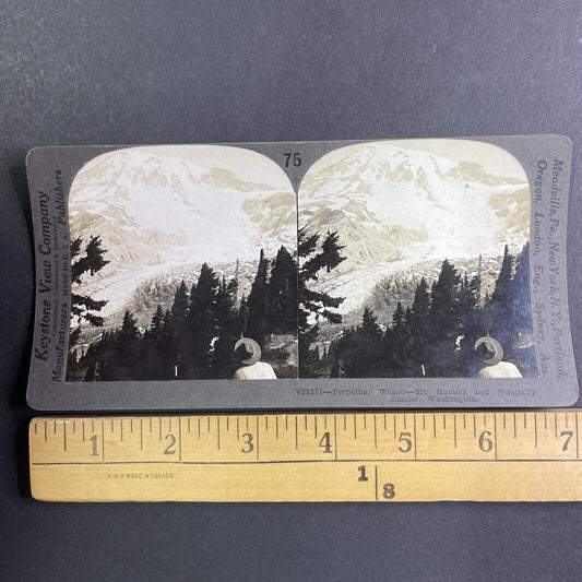 Mount Rainier Glacier Washington State Stereoview Antique c1909 Y1175