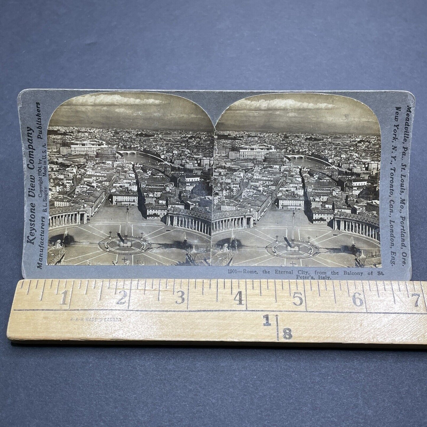 Antique 1904 City Of Rome From St. Peter's Italy Stereoview Photo Card P2047