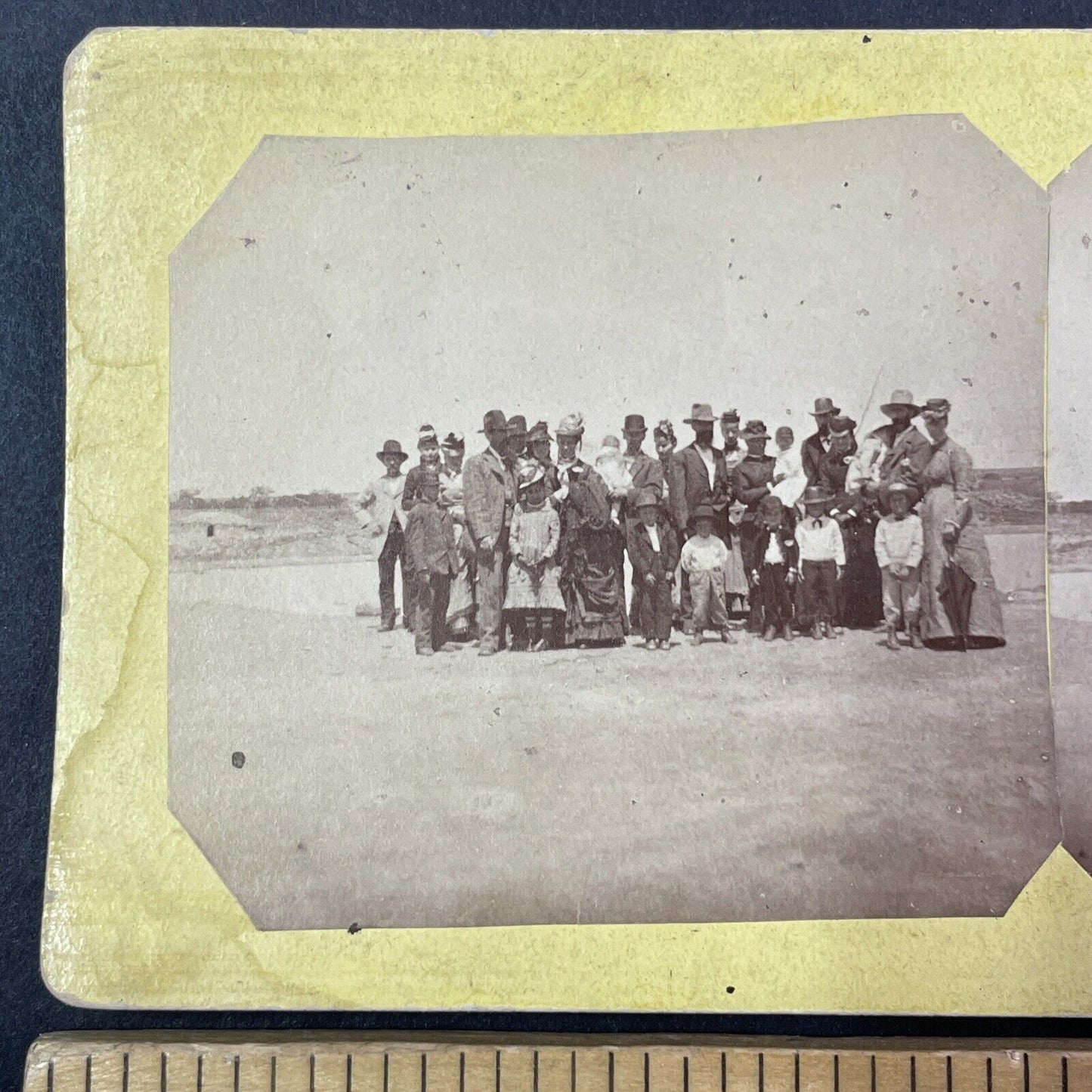 Family Photo Stereoview Long Beach? Tulare Lake? CA James Irvine? c1866 Y1793