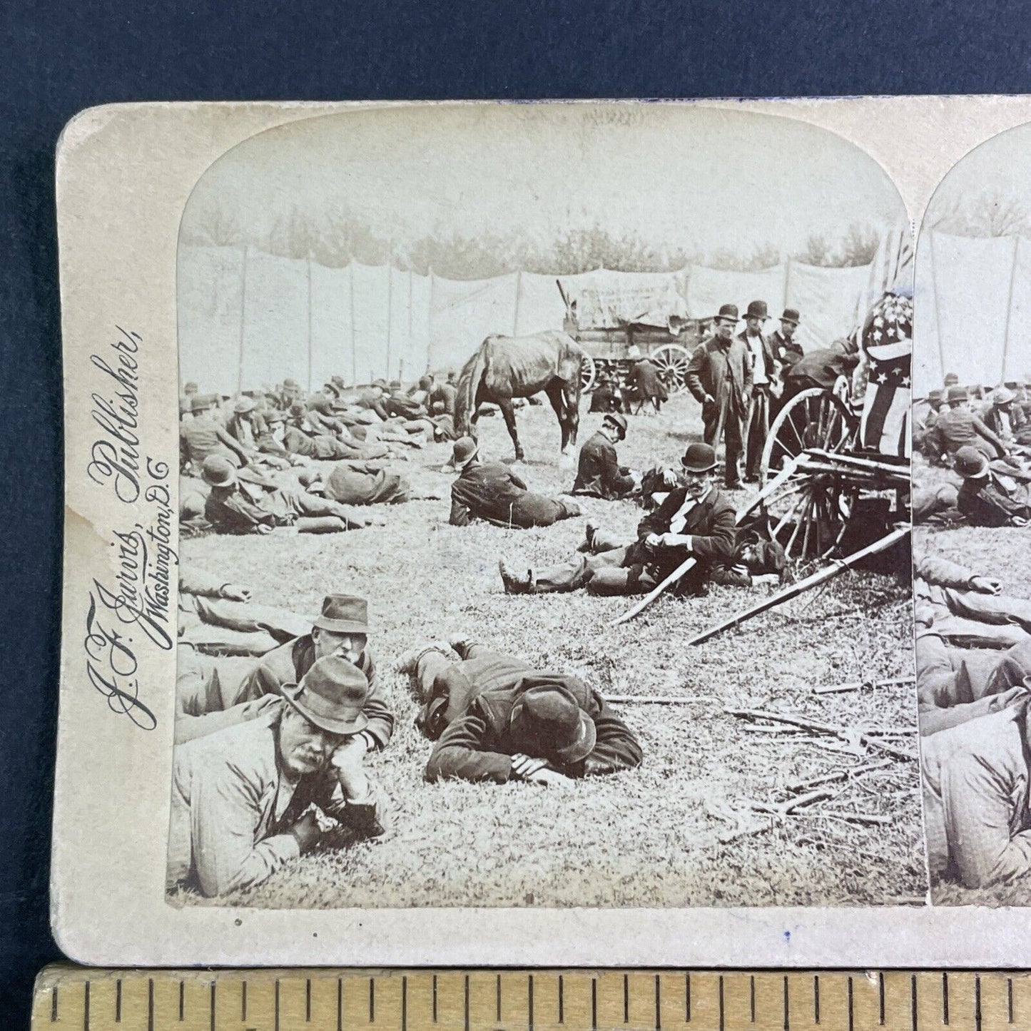 Jacob Coxey's Army Exhausted Protestors Stereoview Antique c1894 X3865