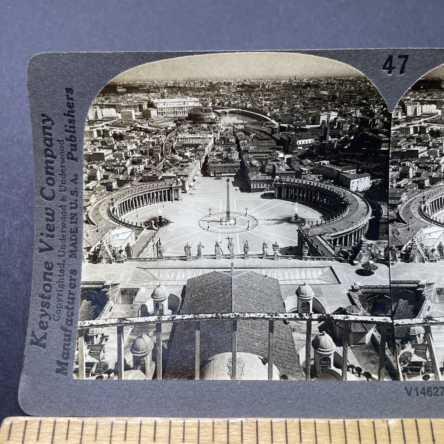 Antique 1910s Aerial View Of The City Of Rome Italy Stereoview Photo Card P2727