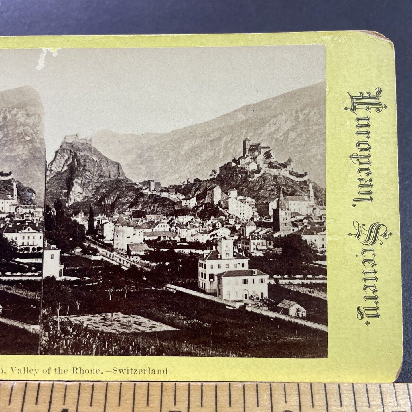 Antique 1870s Valley Of The Rhone Switzerland Stereoview Photo Card P4034