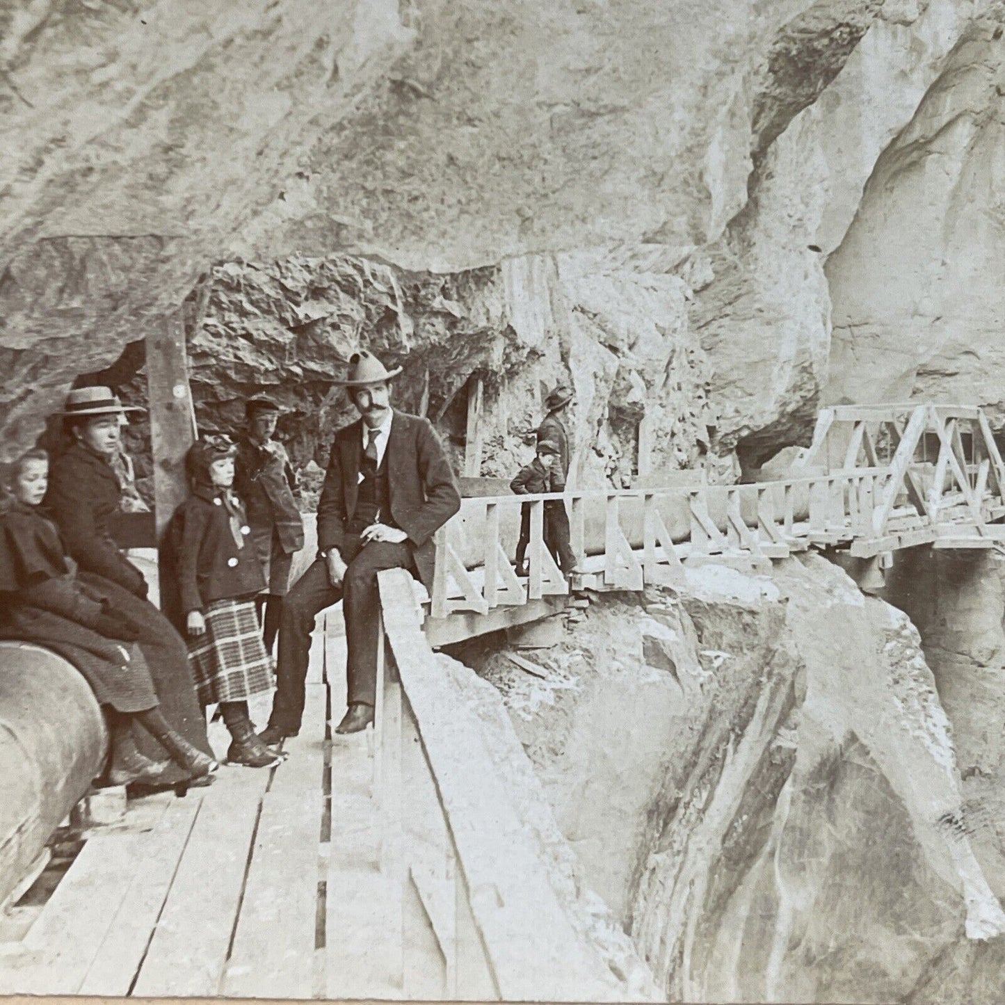 Antique 1901 Box Canyon Walkway Colorado Stereoview Photo Card P3489