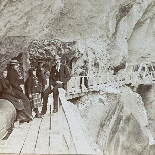 Antique 1901 Box Canyon Walkway Colorado Stereoview Photo Card P3489