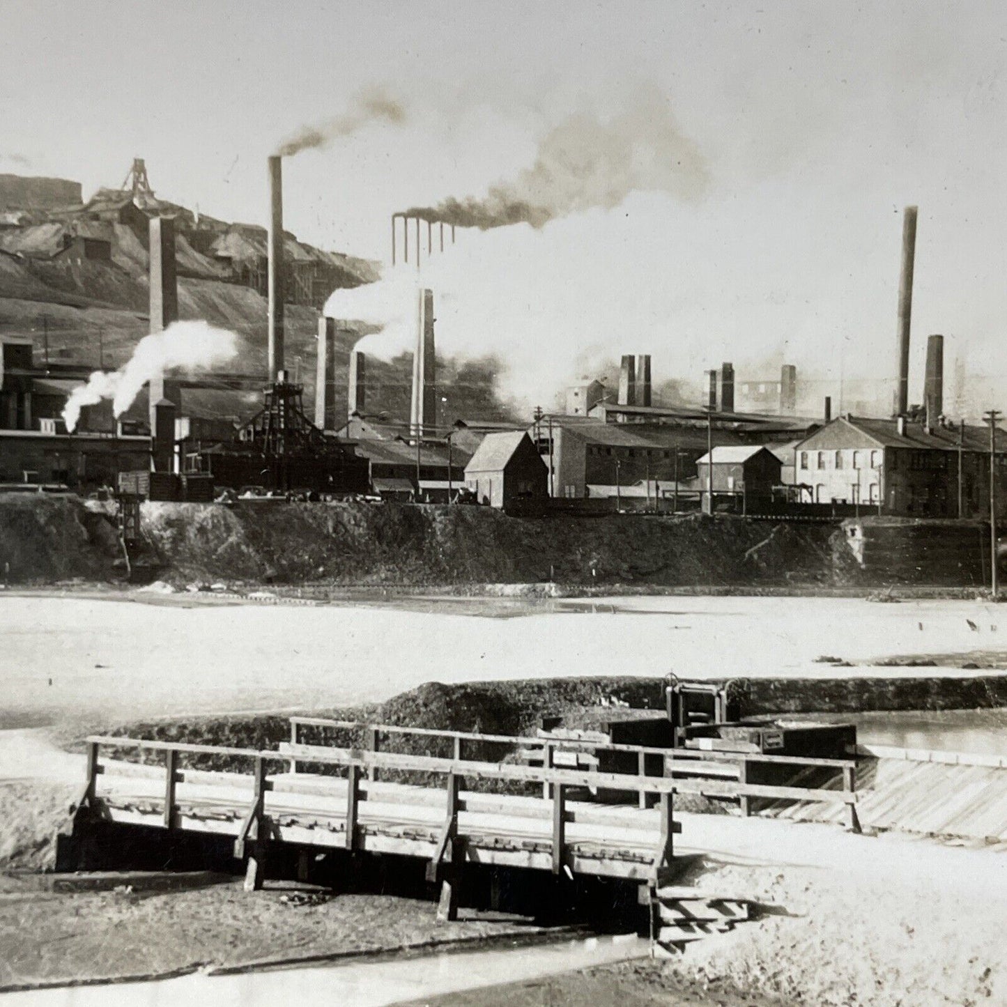 Antique 1920s Copper Mines In Butte Montana Stereoview Photo Card V2655