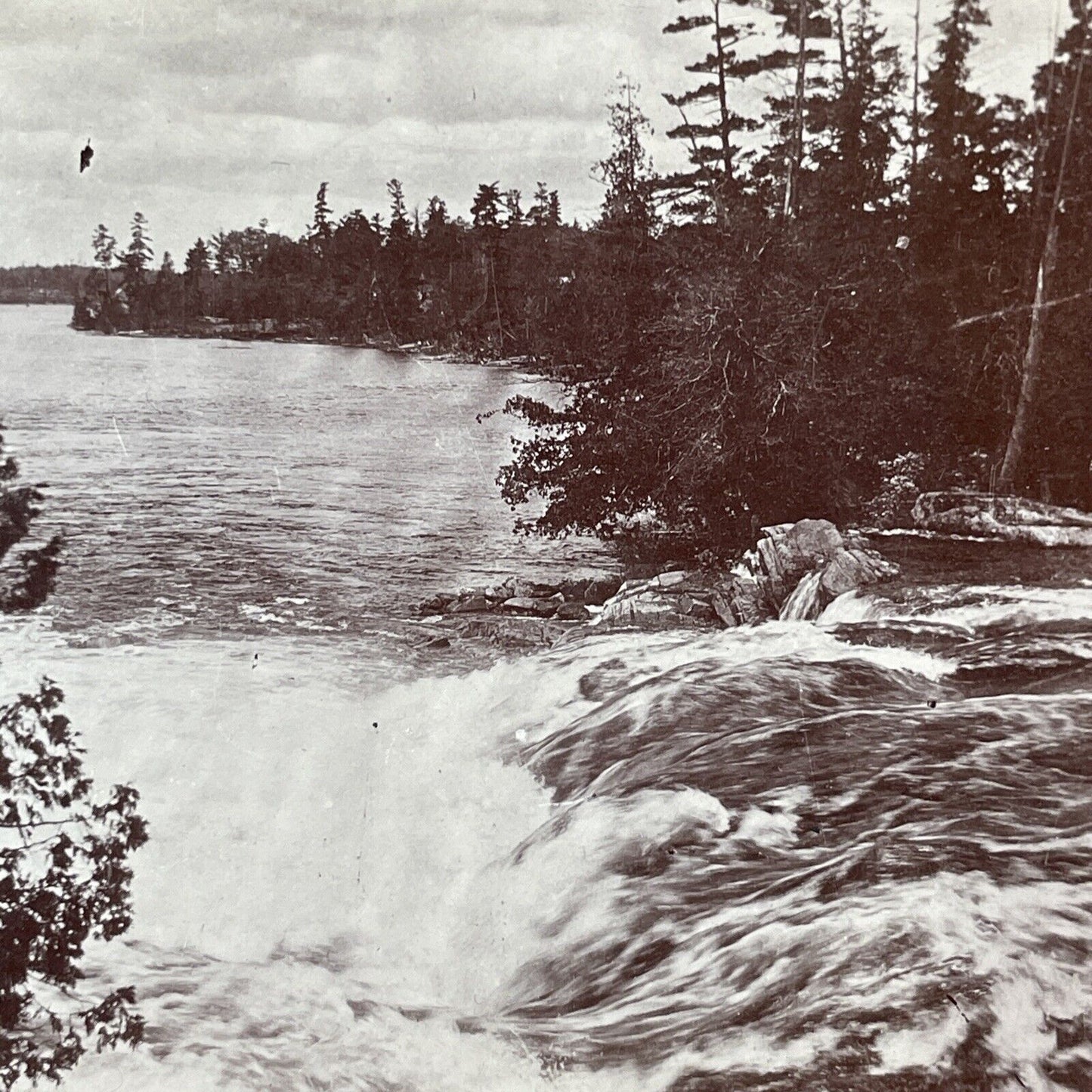 Bala Falls Muskoka River Bala Ontario Canada Stereoview Antique c1899 Y475