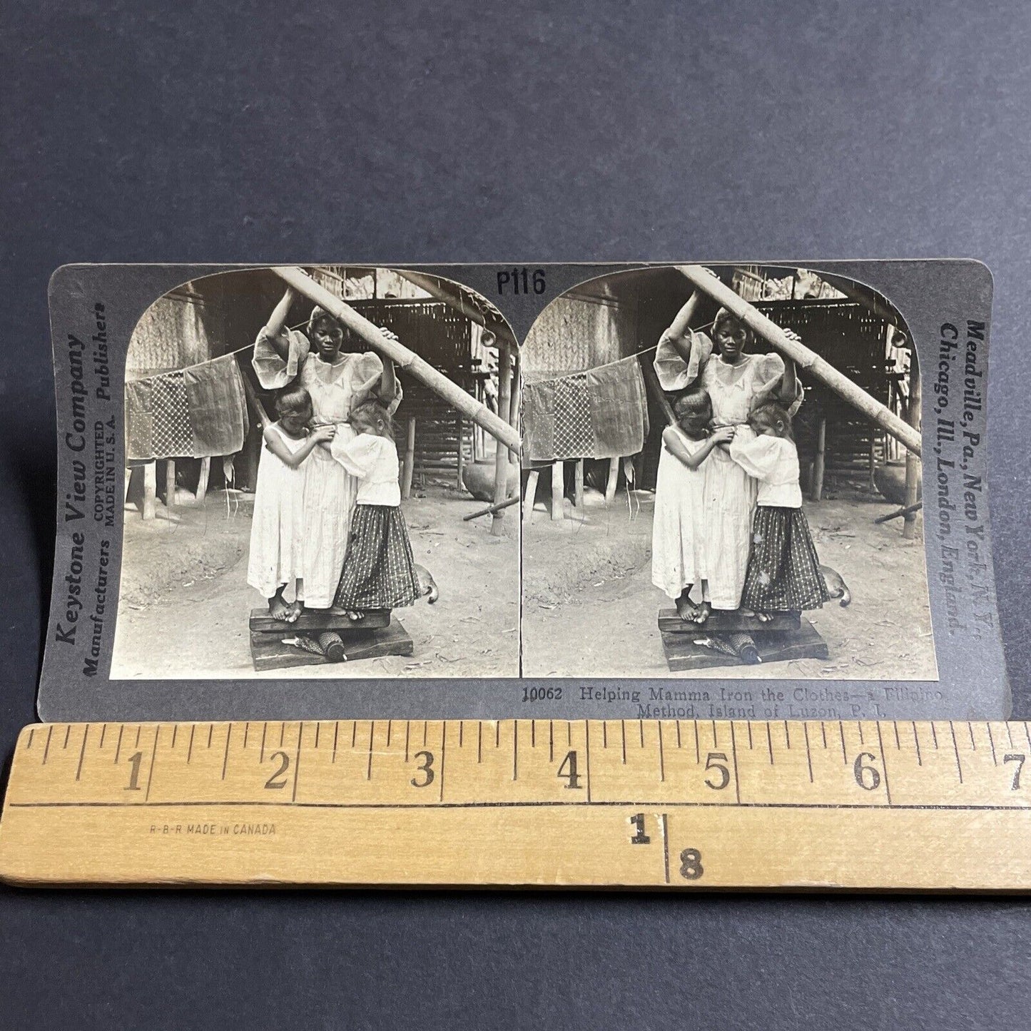 Antique 1920s Primitive Clothes Iron Manila Philippi Stereoview Photo Card P5089