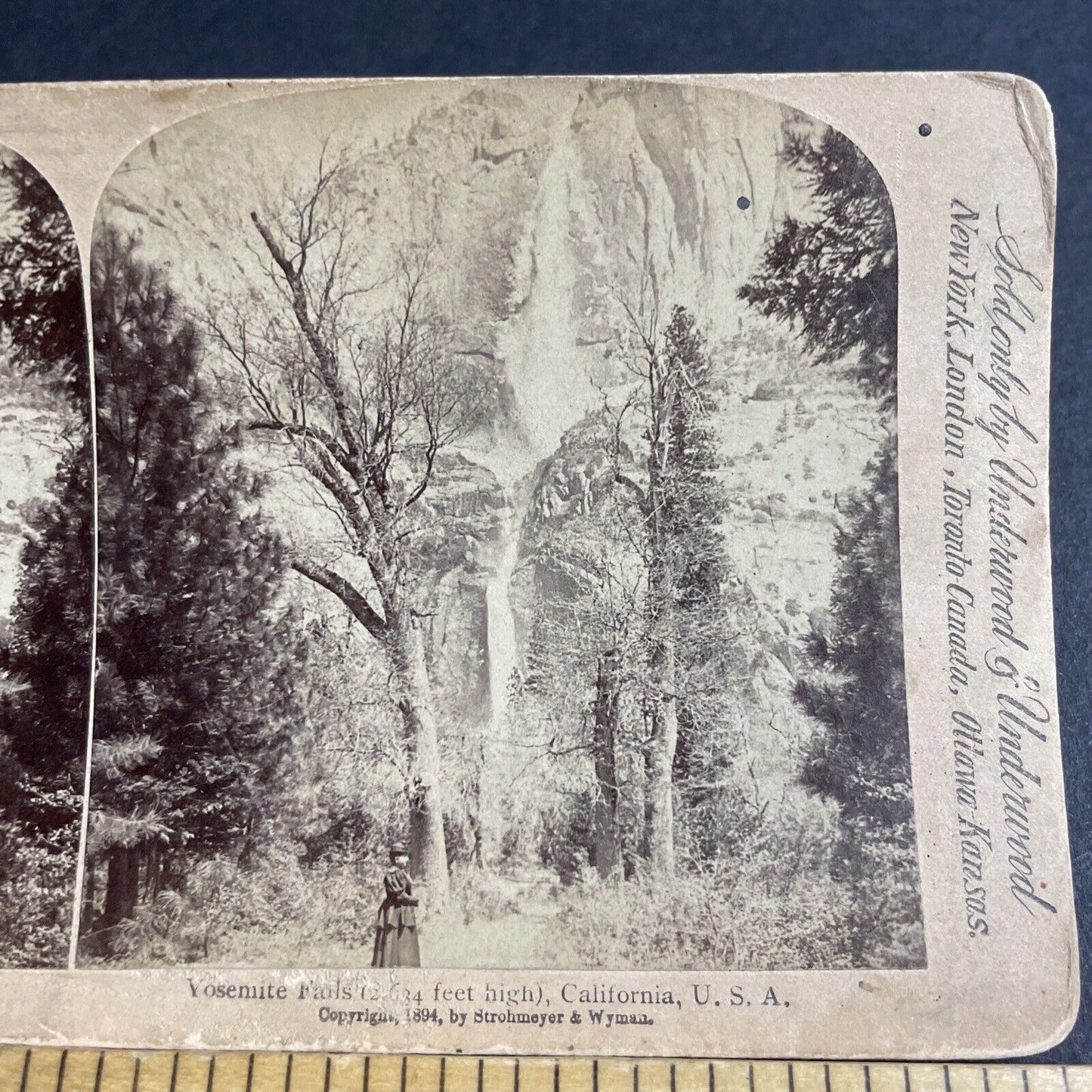 Antique 1894 Yosemite Falls California USA Stereoview Photo Card P4324