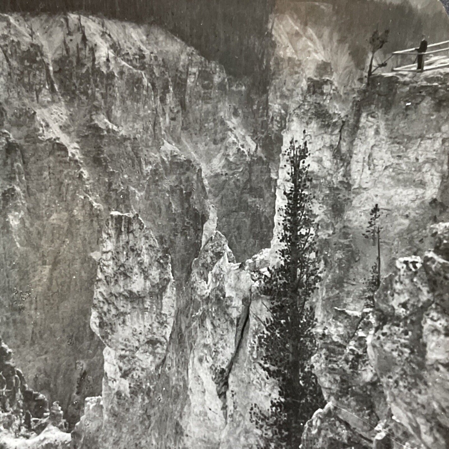 Antique 1910s Grand Canyon Of The Yellowstone WY Stereoview Photo Card V2171