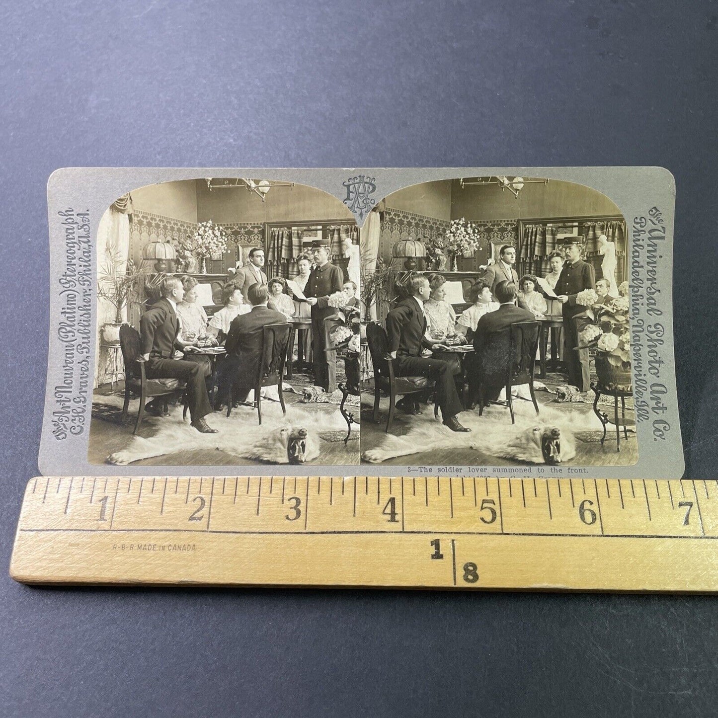 Antique 1907 Husband Is Conscripted To War Stereoview Photo Card P3393