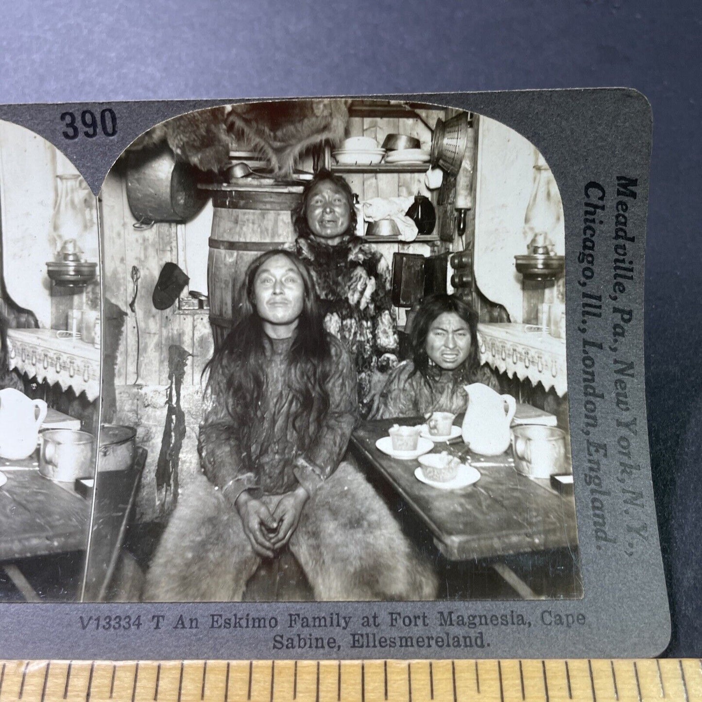 Antique 1890s Inuit Eskimo Alexandra Fiord Nunavut Stereoview Photo Card P3162