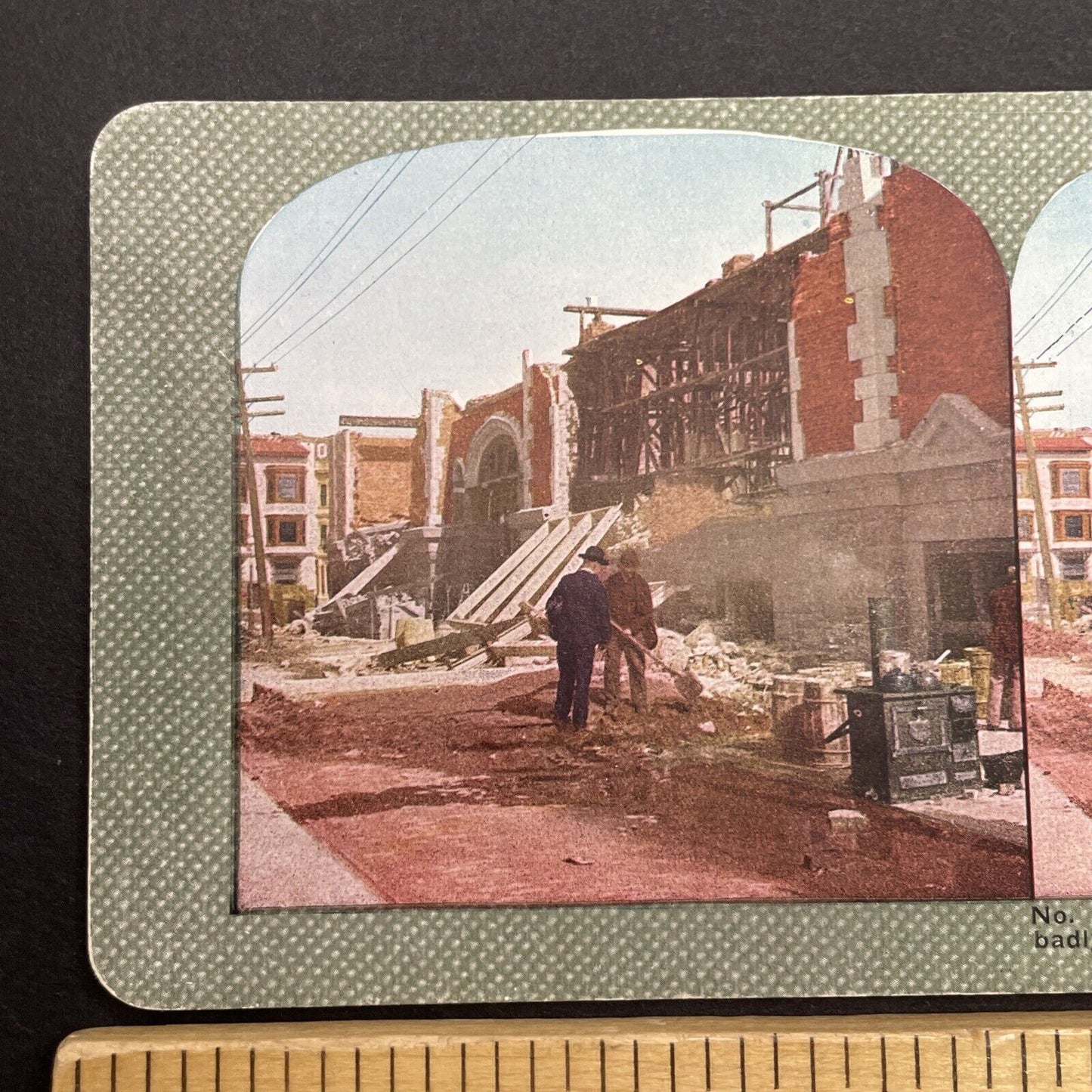 Antique 1910s San Francisco Earthquake Freemasonry Stereoview Photo Card 2300-26