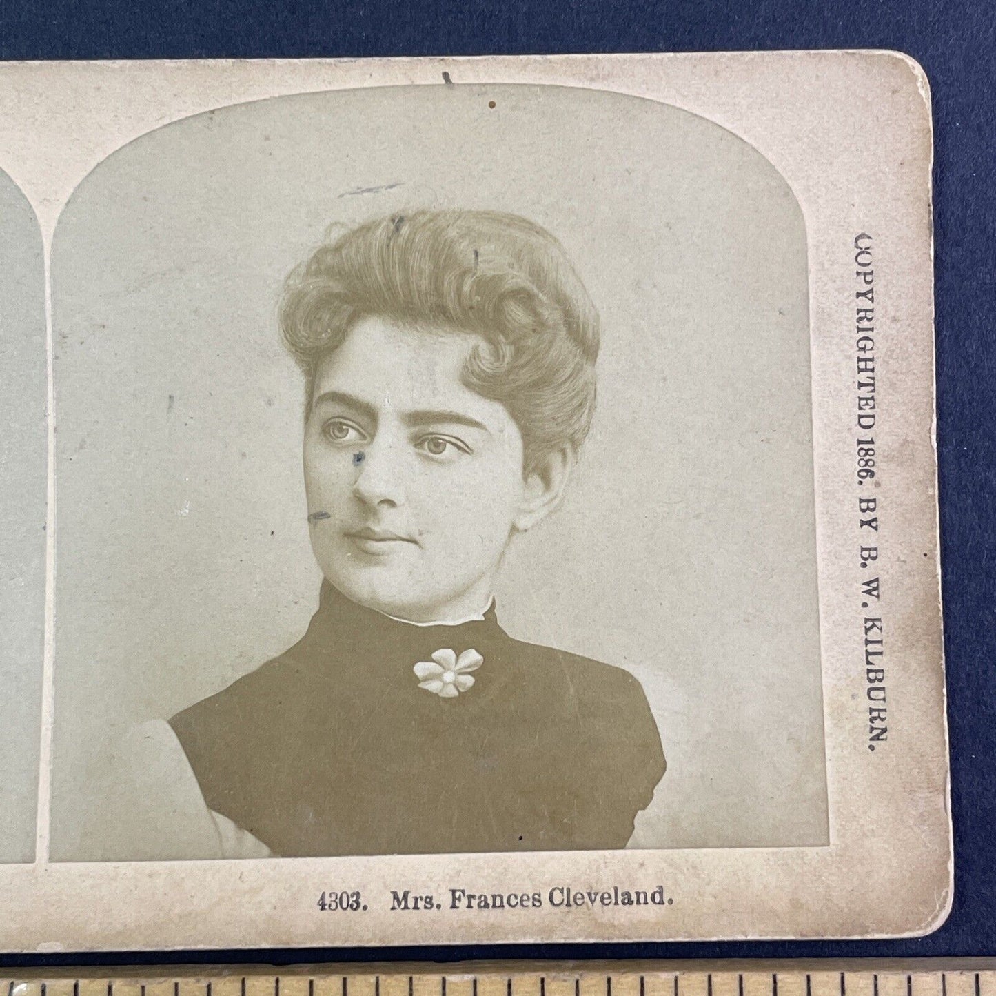 First Lady Frances Cleveland FLOTUS Stereoview with Treadwell Note c1886 Y2262