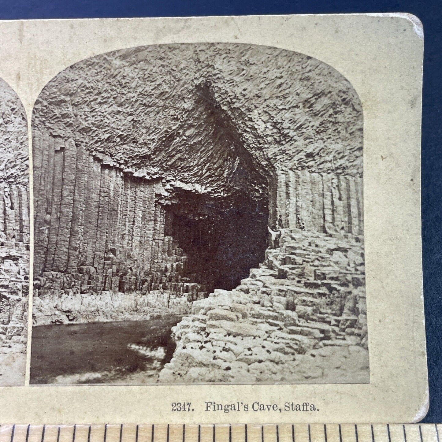 Antique 1880s Fingals Cave Staffa England North Sea Stereoview Photo Card P3368