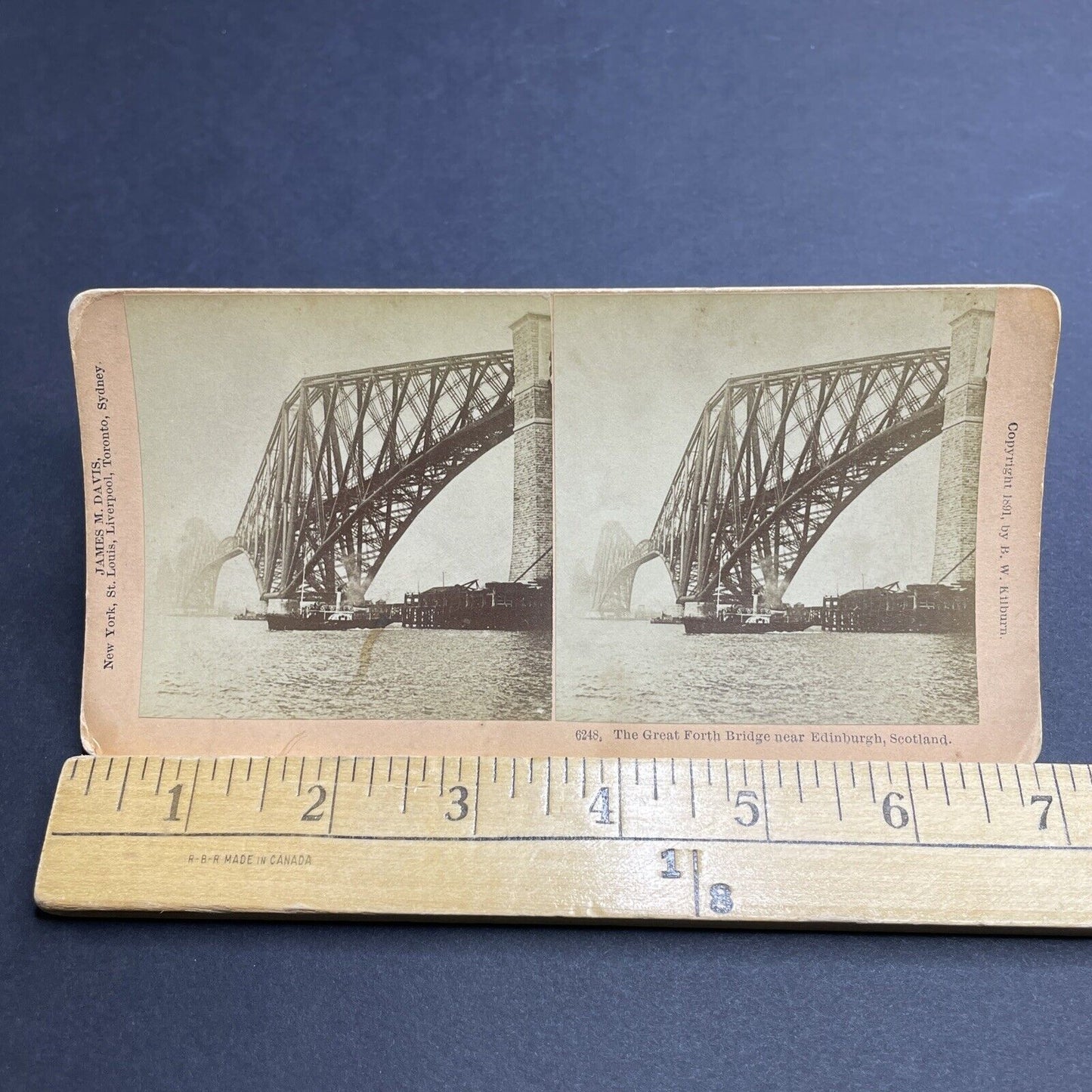 Antique 1891 Great Forth Bridge Edinburgh Scotland Stereoview Photo Card P2007