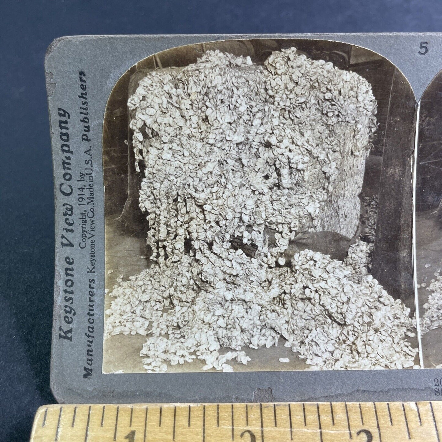 Antique 1914 Silk Cocoon Bale Manchester Connecticut Stereoview Photo Card P2143