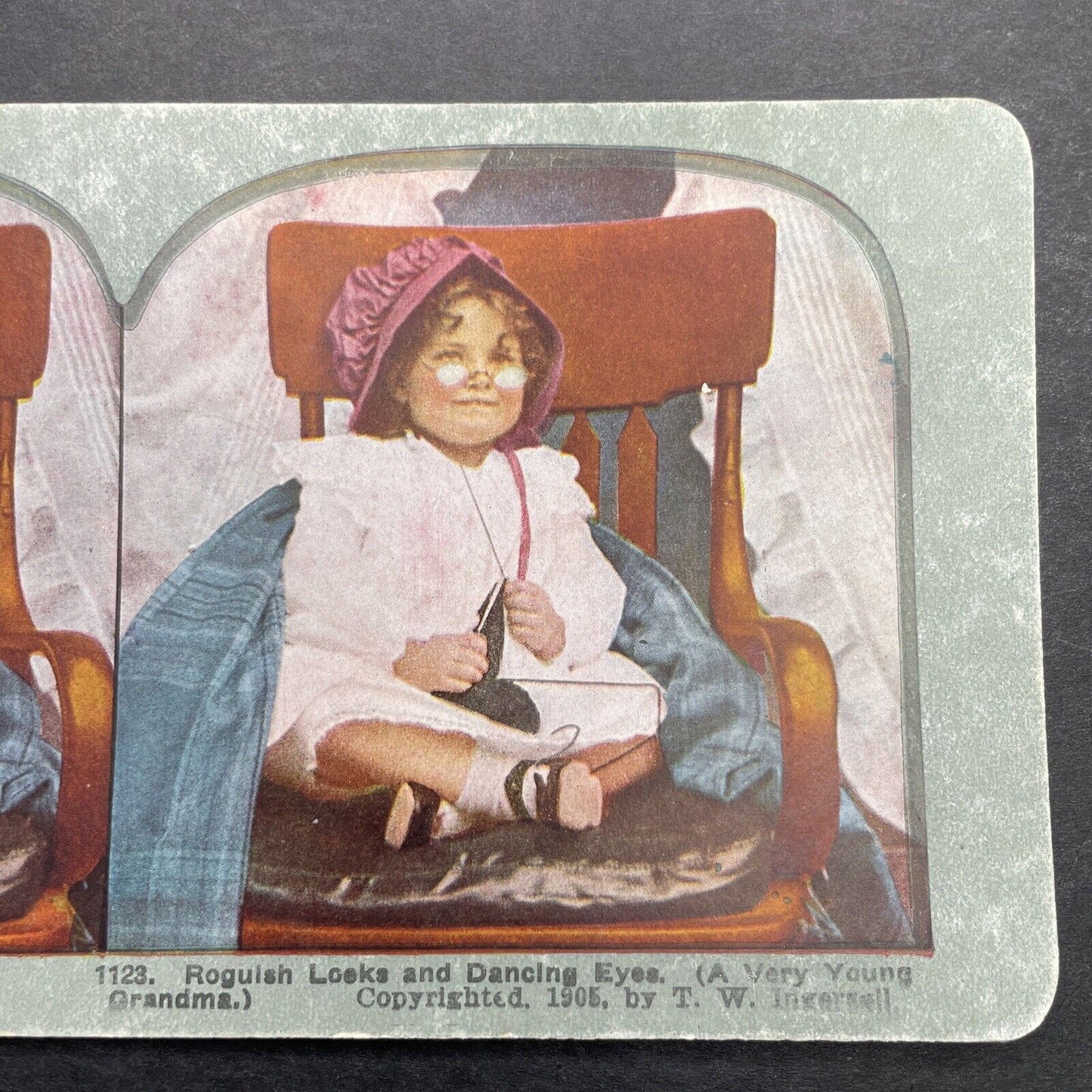 Antique 1905 Girl Dresses Up In Grandmothers Clothes Stereoview Photo Card P1247
