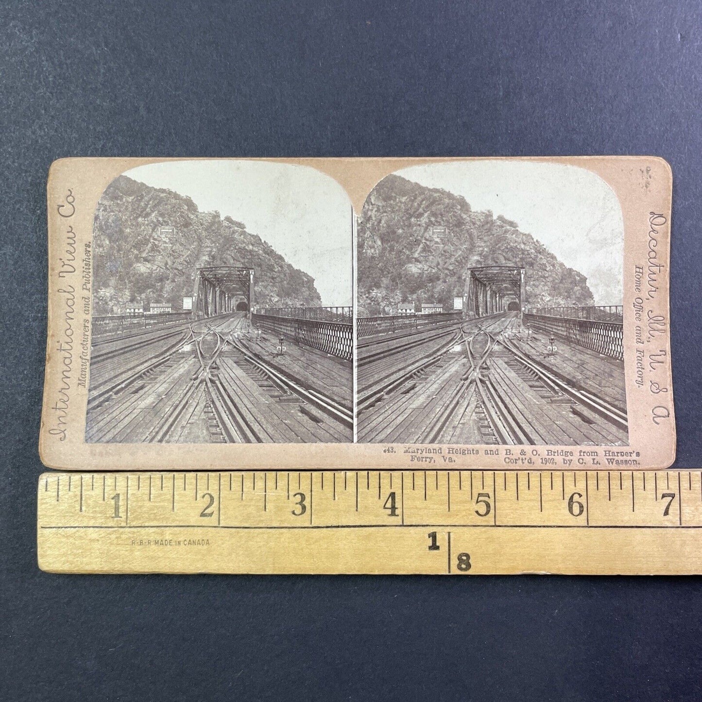 Maryland Heights Railroad Bridge Stereoview Photo Card Antique 1902 X836