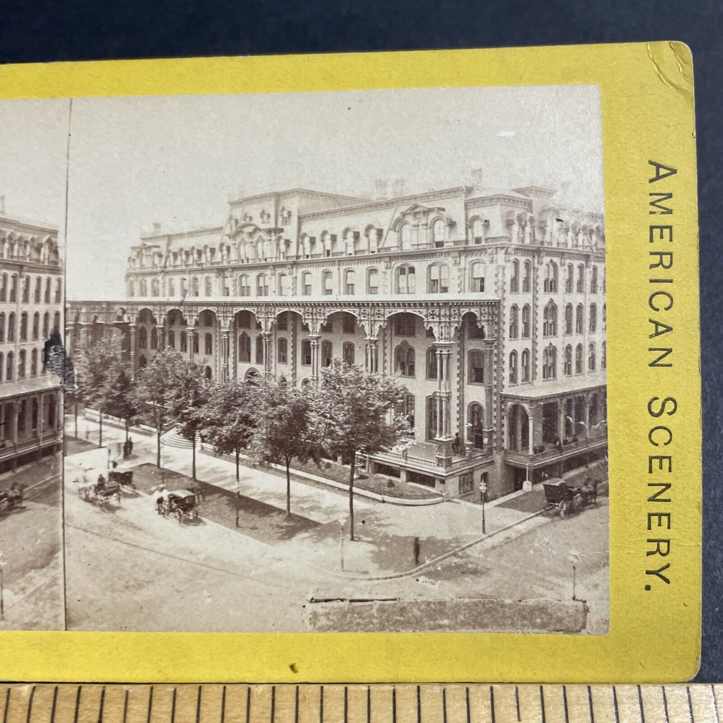 Antique 1870s Broadway Hotel Saratoga Springs NY Stereoview Photo Card P4806