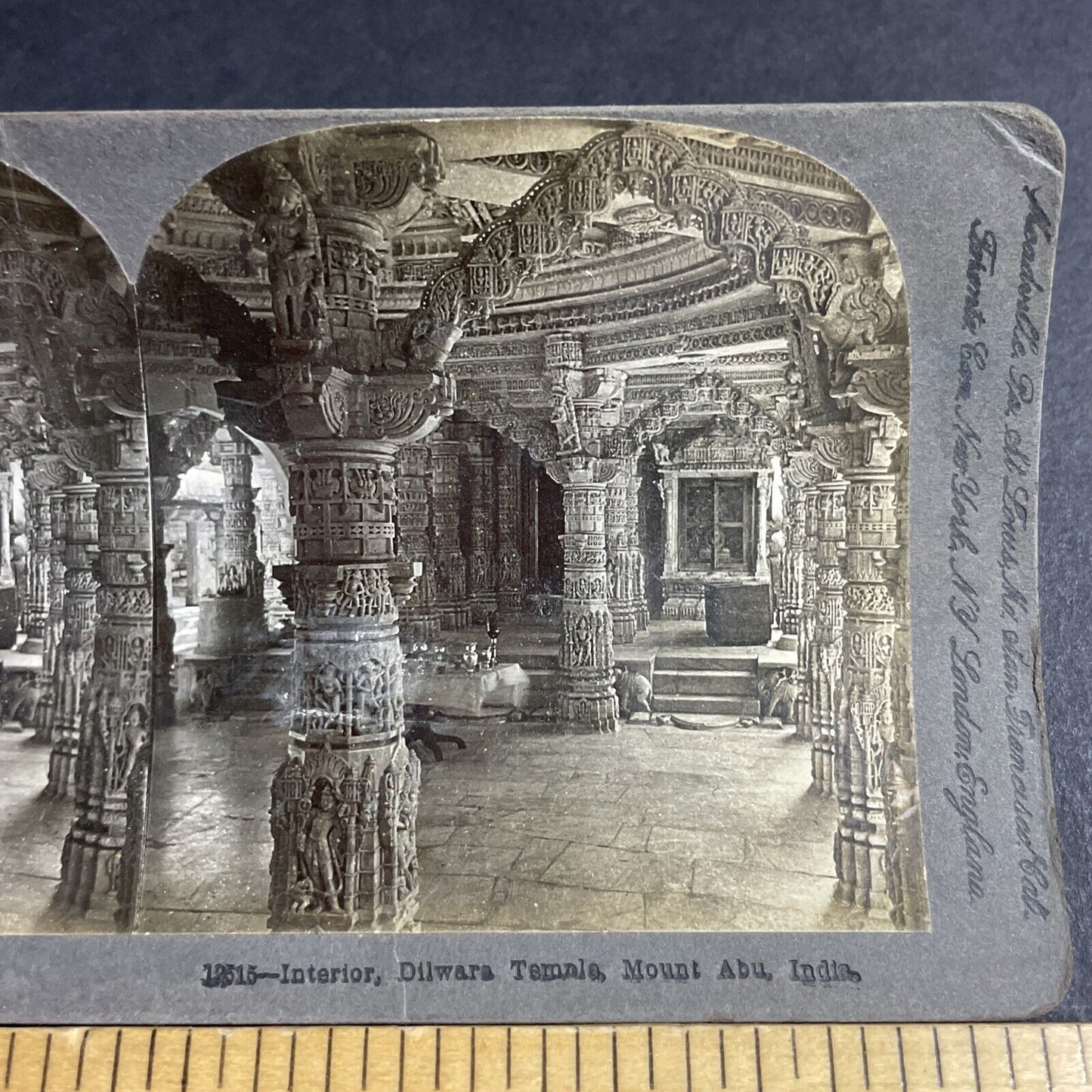 Antique 1901 Dilwara Temple Mount Abu India Stereoview Photo Card P4579