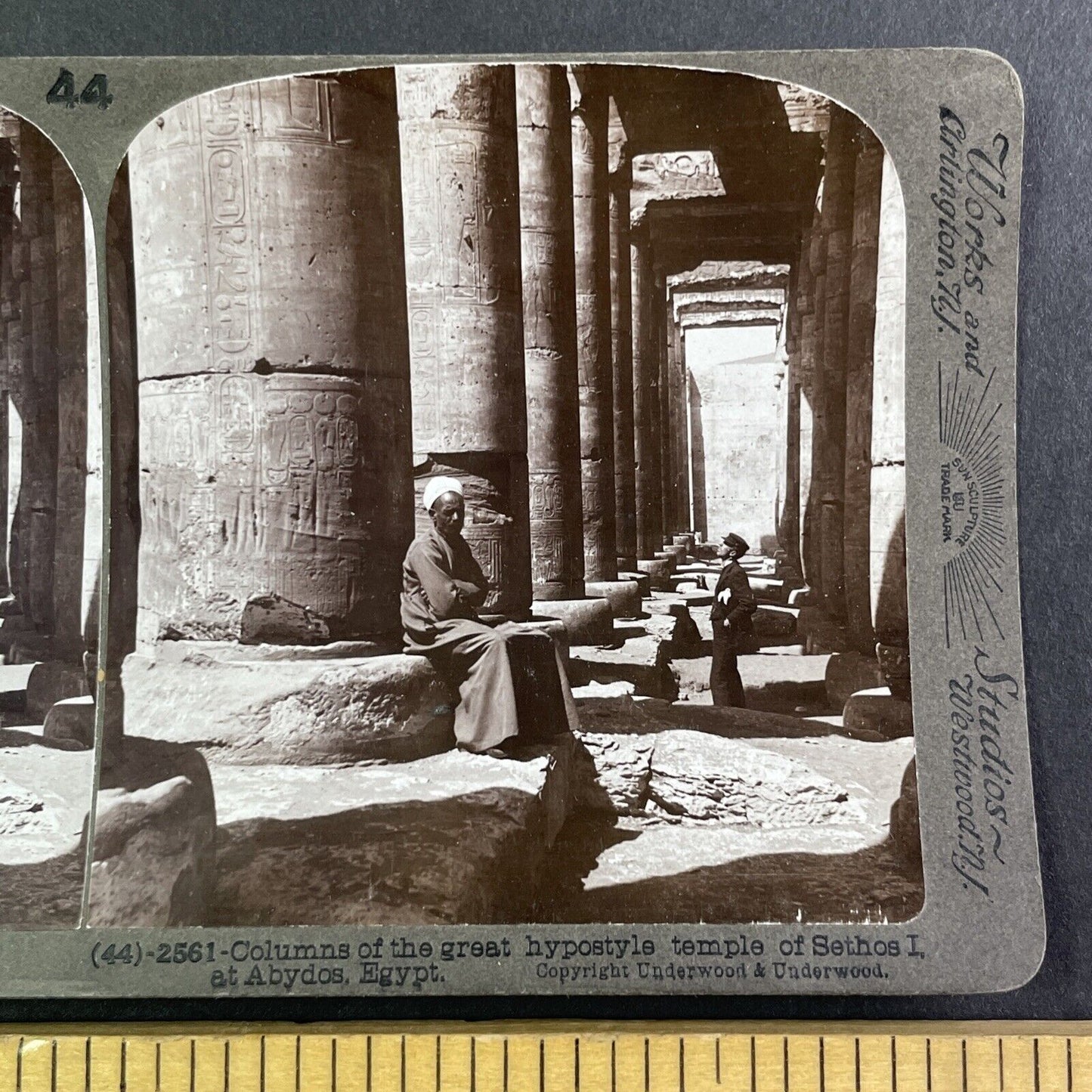 Temple of Sethos I Abydos Egypt Stereoview James H. Breasted Antique c1905 Y956