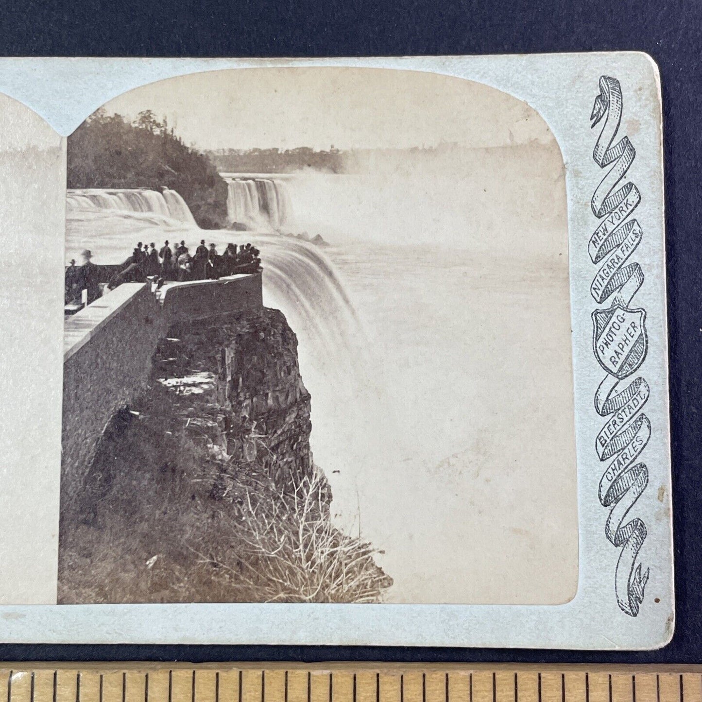 Niagara Falls Prospect Point New York Stereoview  Charles Bierstadt c1870s Y1830