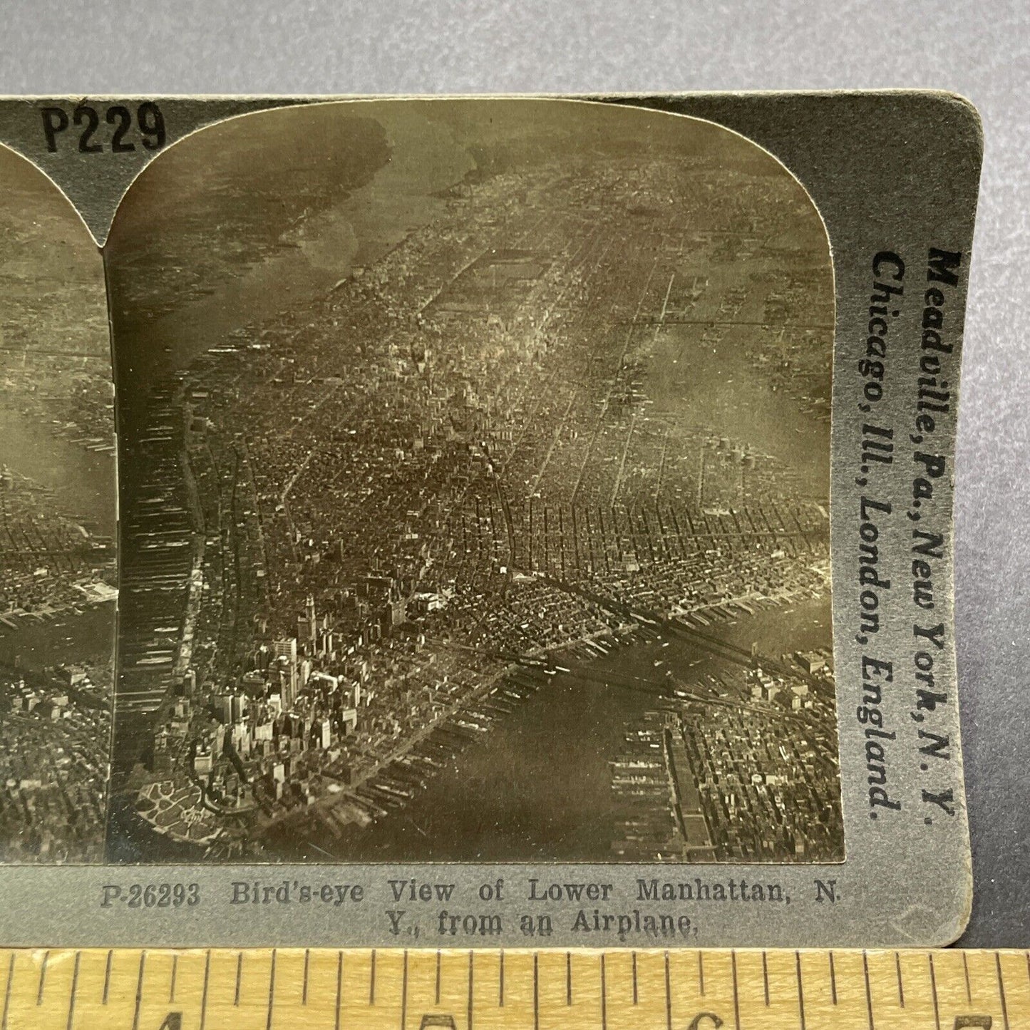 Antique 1920s Manhattan New York City Aerial View Stereoview Photo Card V3588